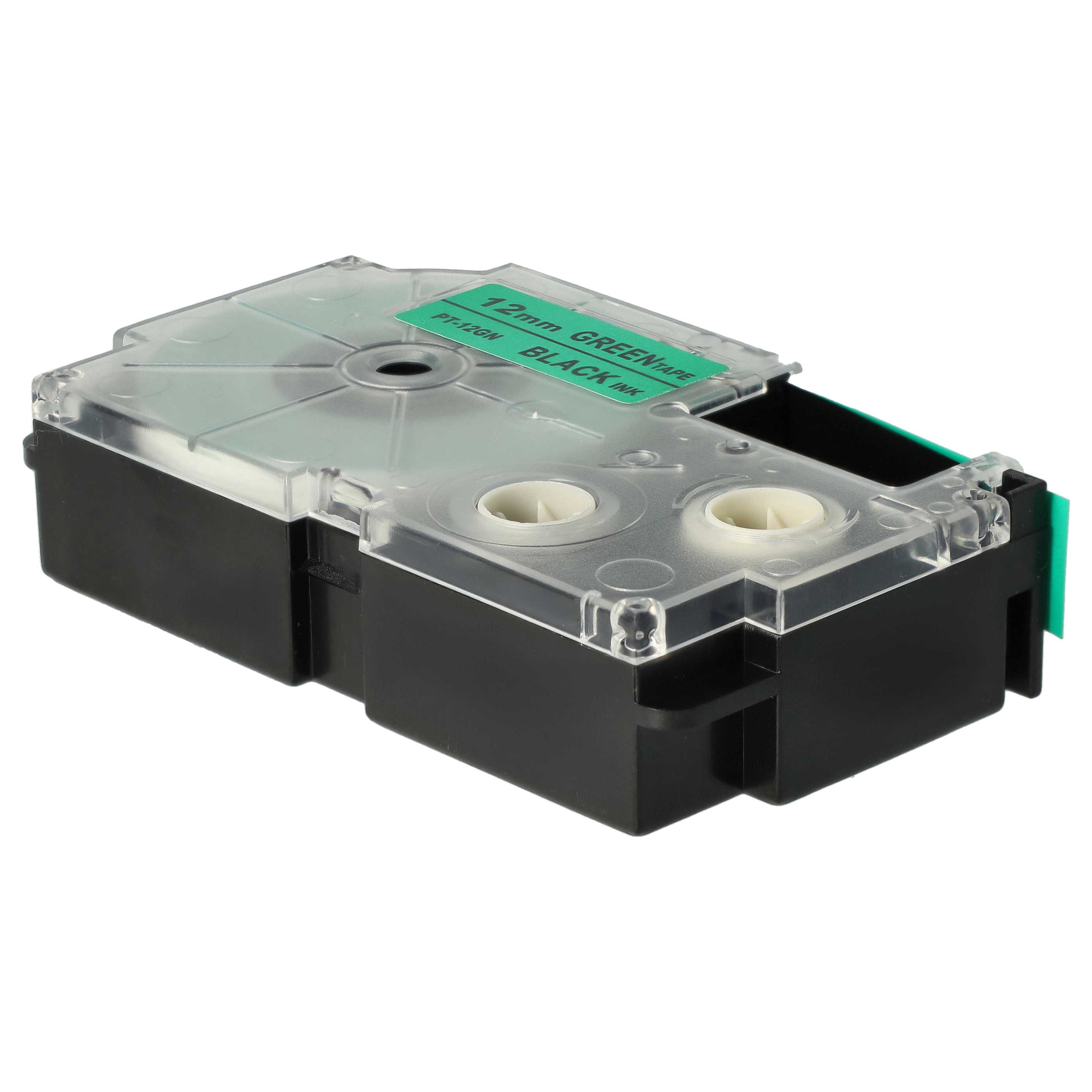 Label Tape replaces Casio XR-12GN, XR-12GN1 - 12 mm Black to Green
