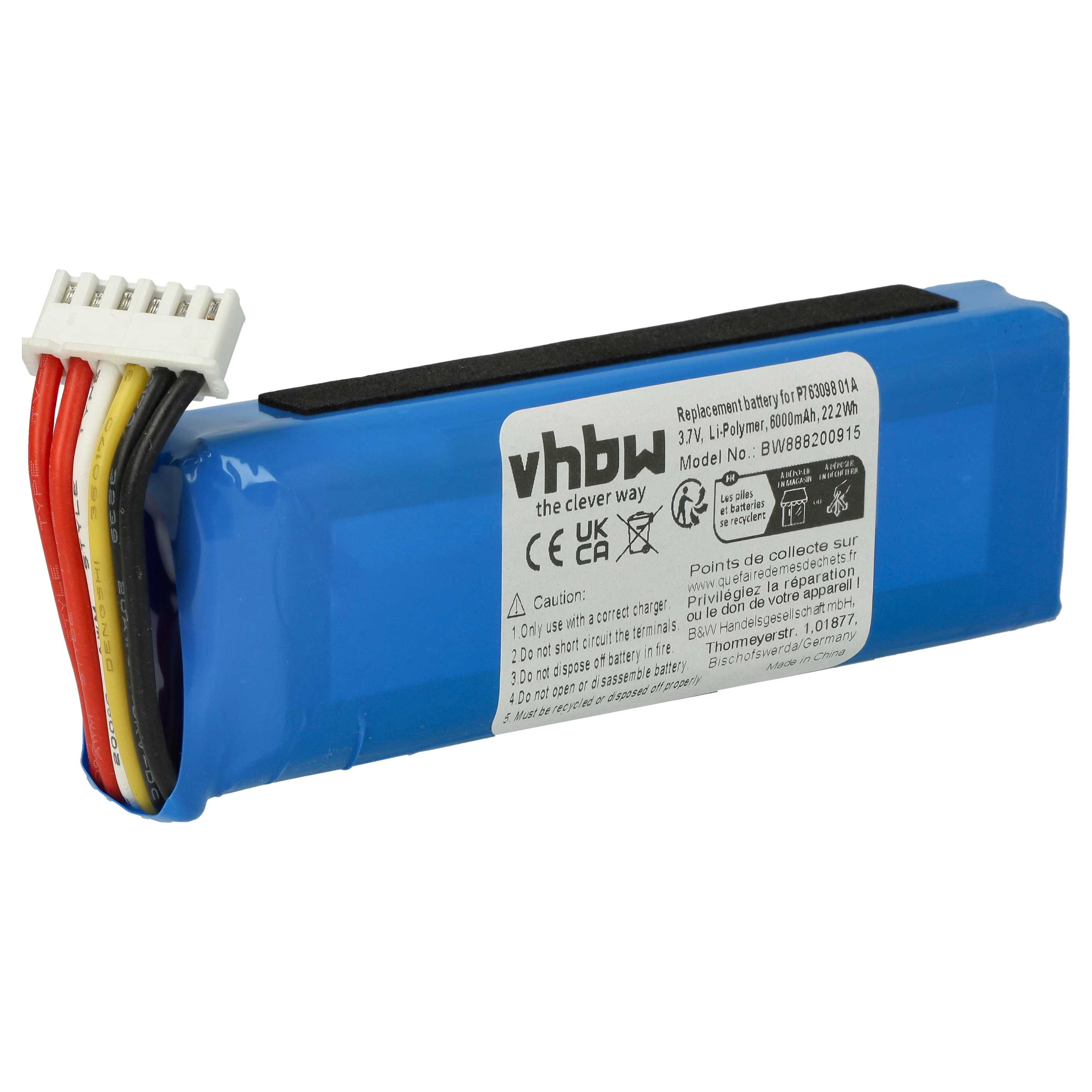 Batteria sostituisce JBL P763098 01A per altoparlanti JBL - 6000mAh 3,7V Li-Poly