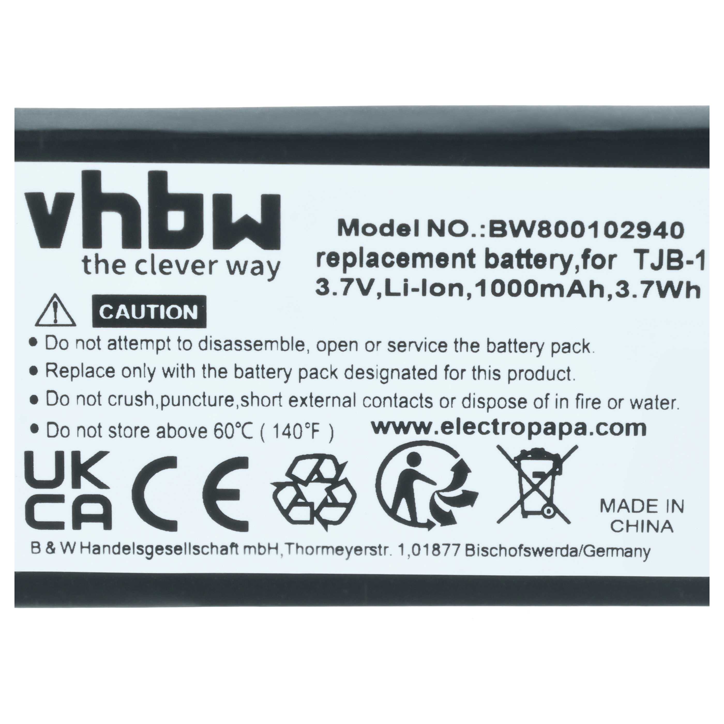 Akumulator do telefonu smartfona zamiennik Swissvoice TJB-1 - 1000 mAh 3,7 V Li-Ion