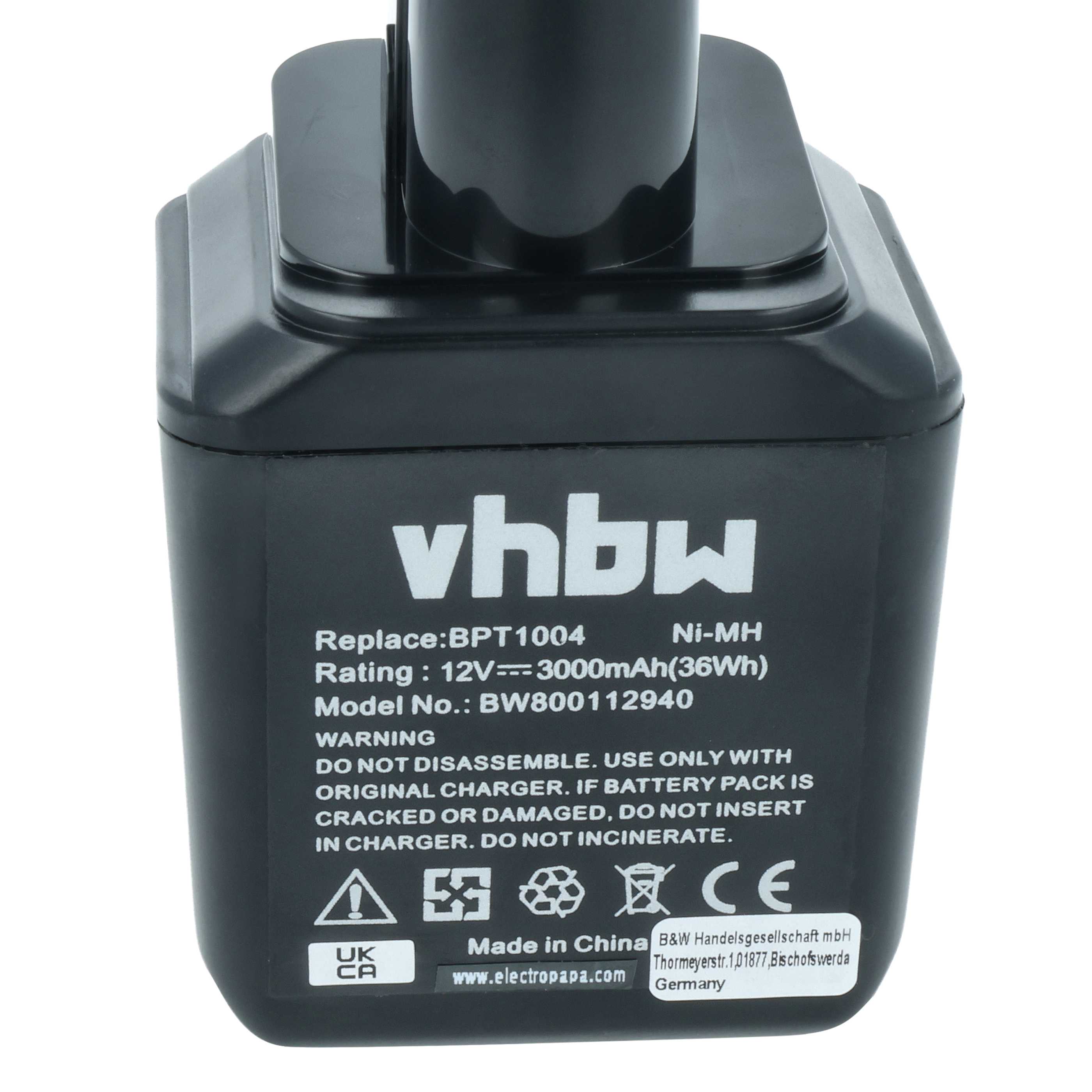 Battery replaces Bosch 2 607 335 180, 2 607 355 014, 2 607 335 021 Electric Power Tool - 3000 mAh, 12 V, NiMH