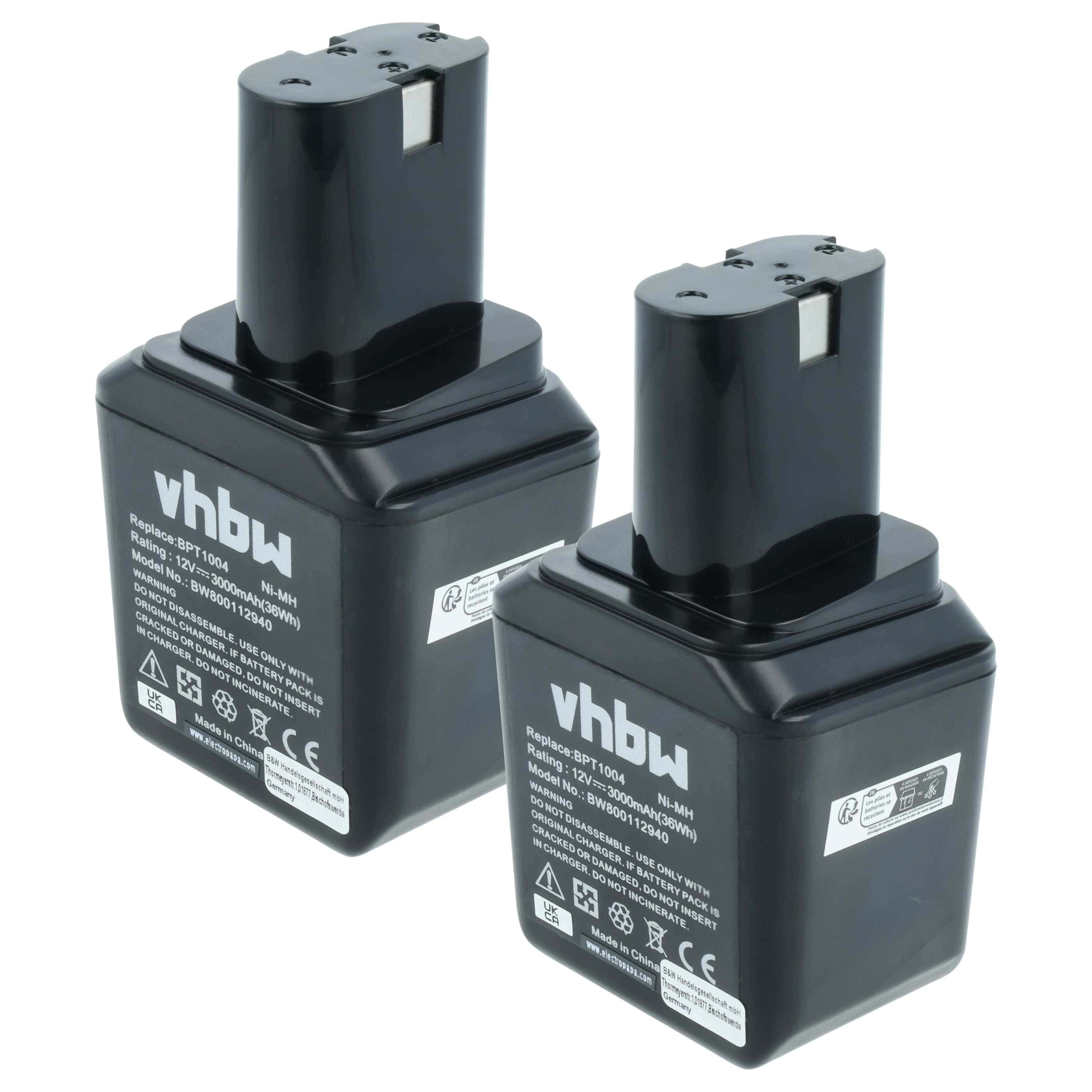 2x Battery replaces Bosch 2 607 335 180, 2 607 335 021 Electric Power Tool - 3000 mAh, 12 V, NiMH
