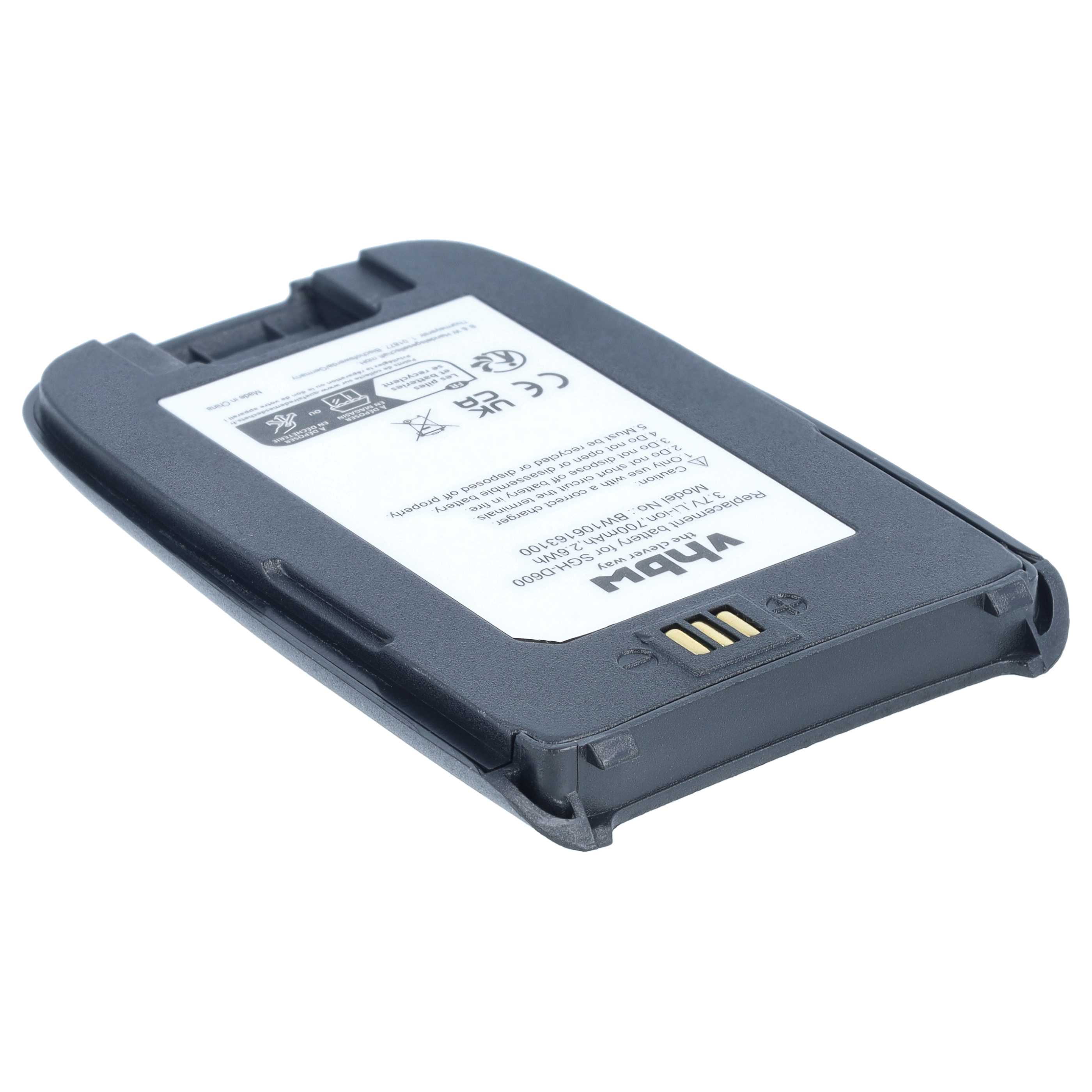 Batteria sostituisce Samsung BST4389BE per cellulare - 700mAh 3,7V Li-Ion + cover retro nero