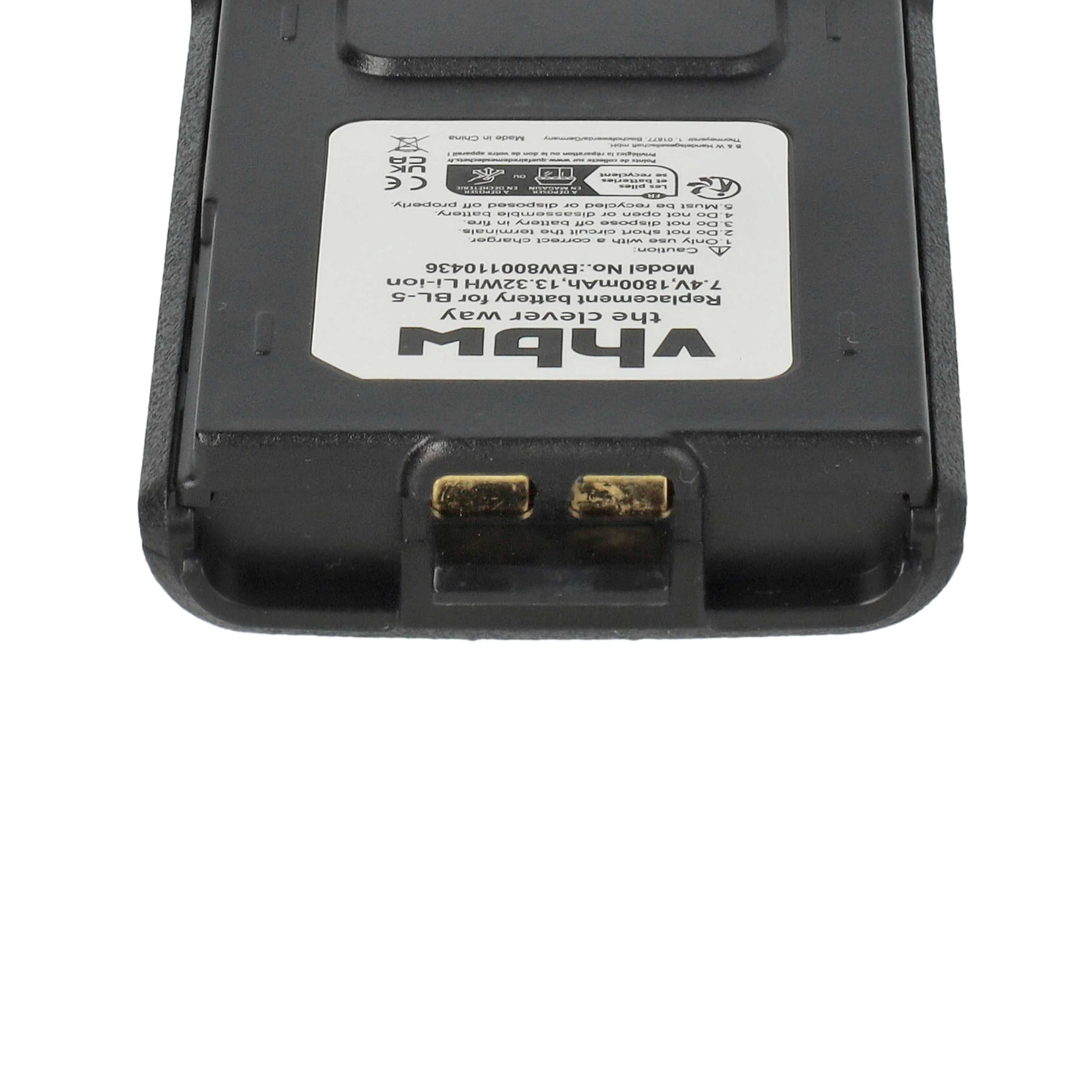 10x Batteries remplace Baofeng BL-5 pour radio talkie-walkie TYT- 1800mAh 7,4V Li-ion