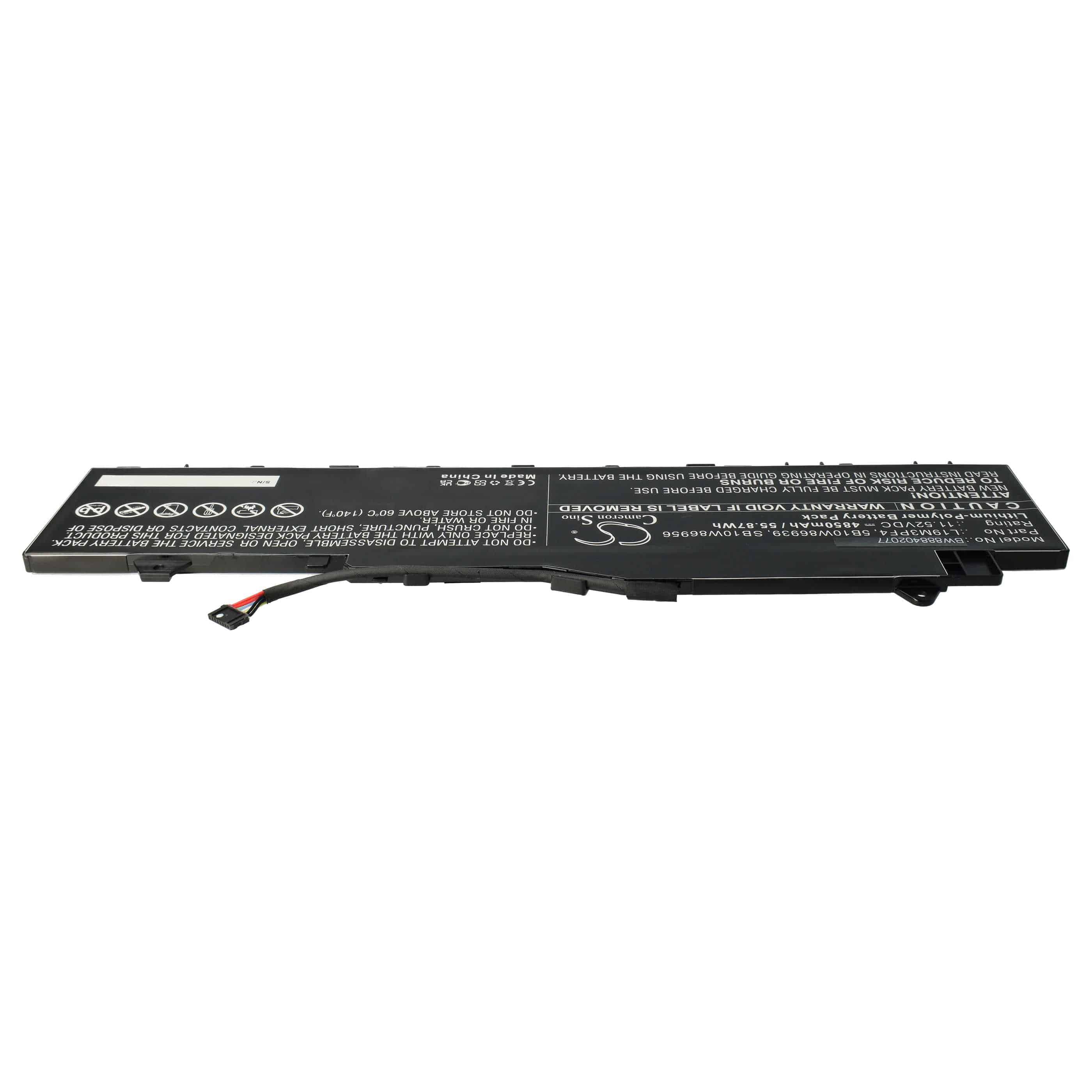 Batterie remplace Lenovo L19M3PF4, 5B10W86939 pour ordinateur portable - 4850mAh 11,52V Li-polymère