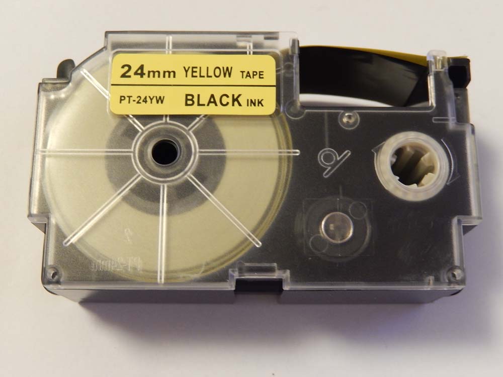 Schriftband als Ersatz für Casio XR-24YW - 24mm Schwarz auf Gelb