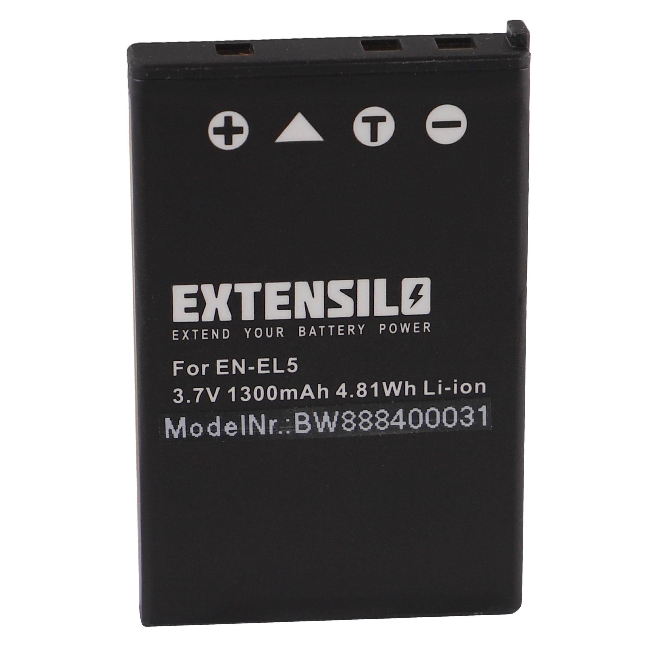 Battery Replacement for Nikon EN-EL5 - 1300mAh, 3.7V, Li-Ion
