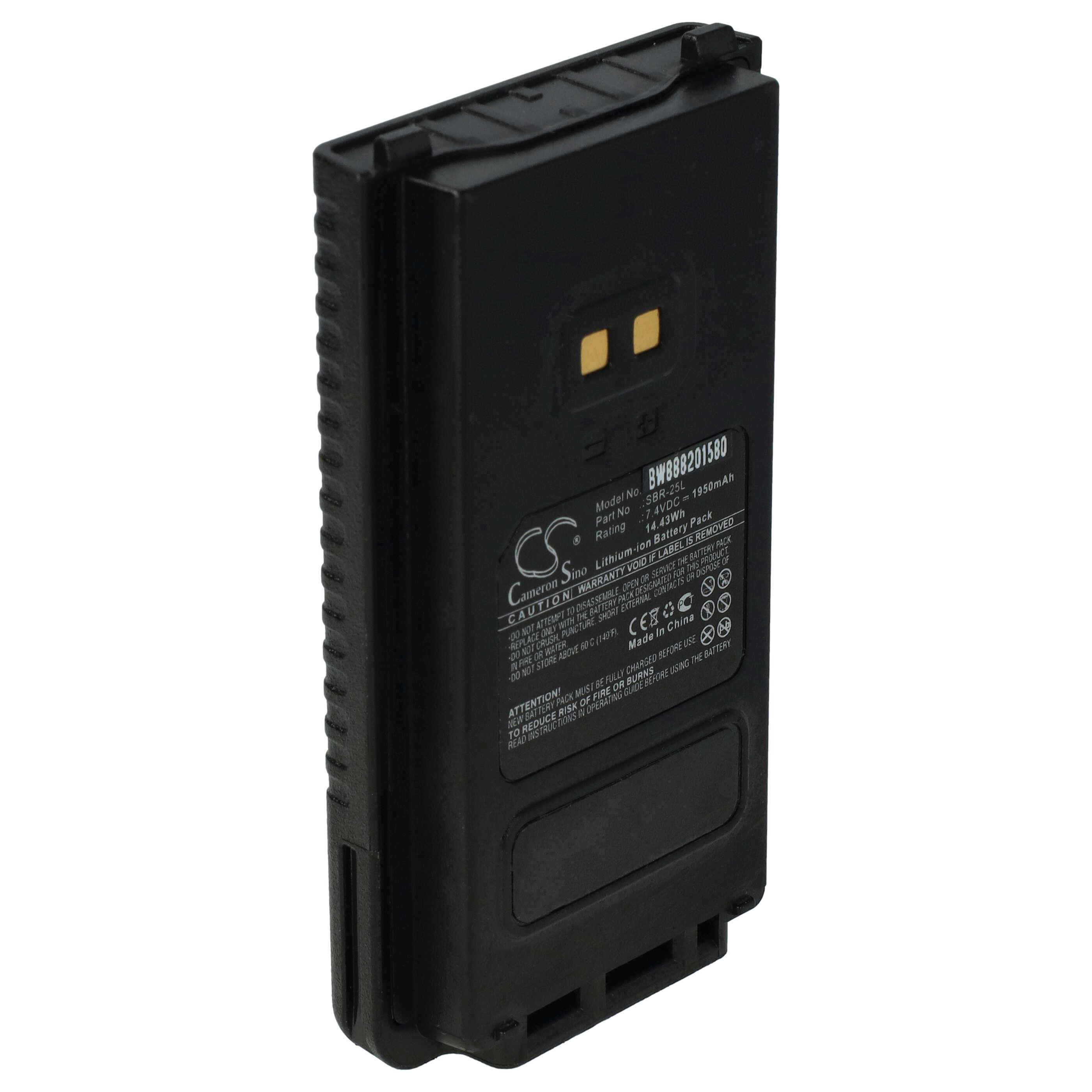 Batterie remplace Yaesu SBR-25L pour radio talkie-walkie - 1950mAh 7,4V Li-ion