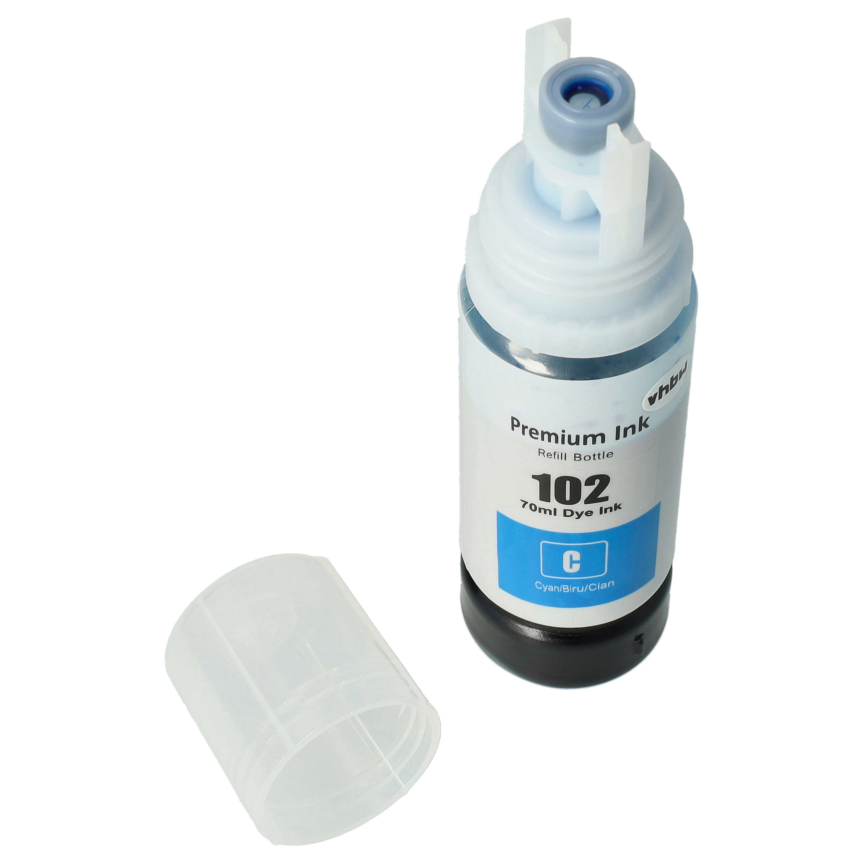 Refill Ink Dye Cyan replaces Epson C13T03R240, for Epson Printer etc., 70 ml