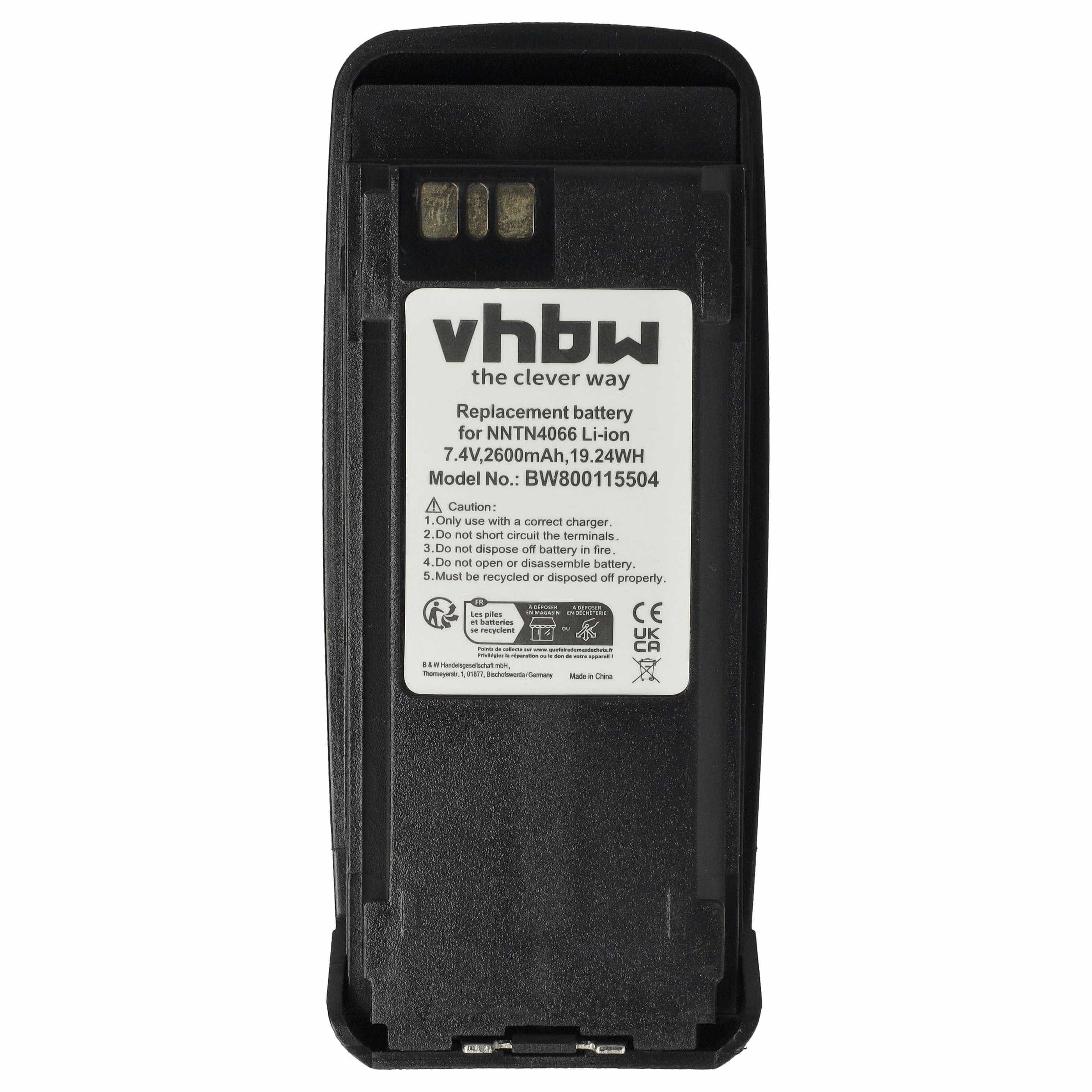 Radio 10x Battery replaces Motorola NNTN4066, PMNN4065, NNTN4077, NNTN4103 - 2600 mAh 7.4 V Li-Ion + Belt Clip