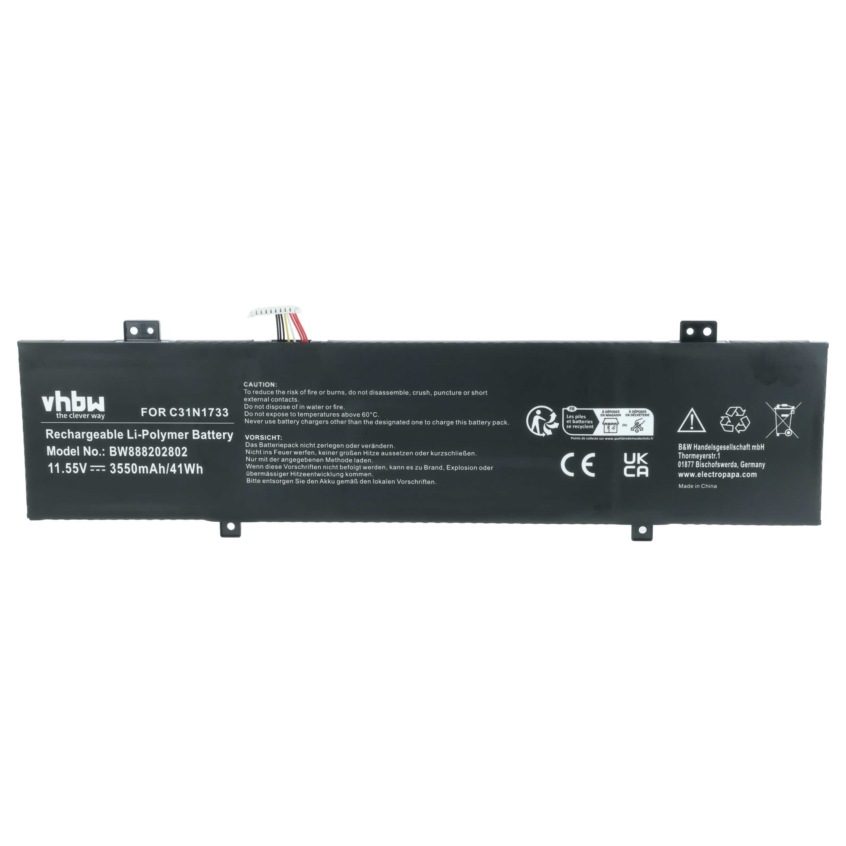 Akumulator do laptopa zamiennik Asus 0B200-02970000, C31N1733 - 3550 mAh 11,55 V LiPo