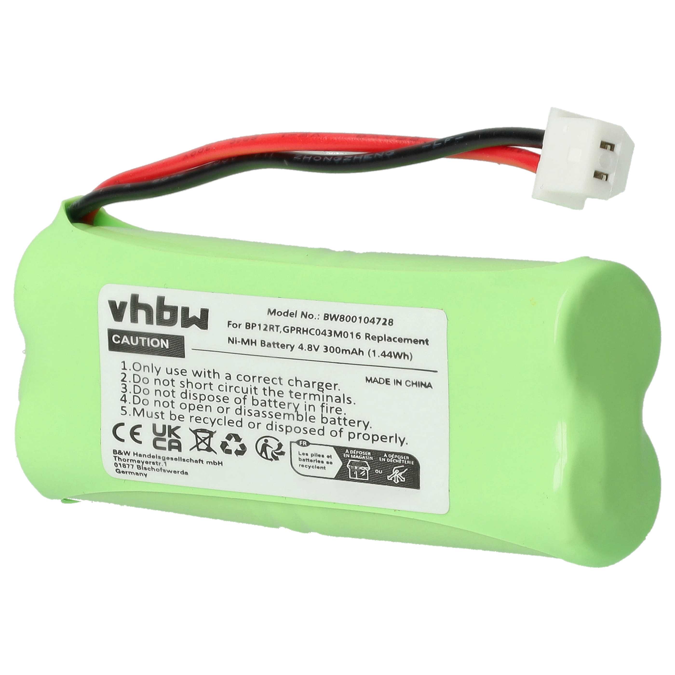 Batterie remplace Dogtra GPRHC043M016, BP12RT pour collier de dressage de chien - 300mAh 4,8V NiMH
