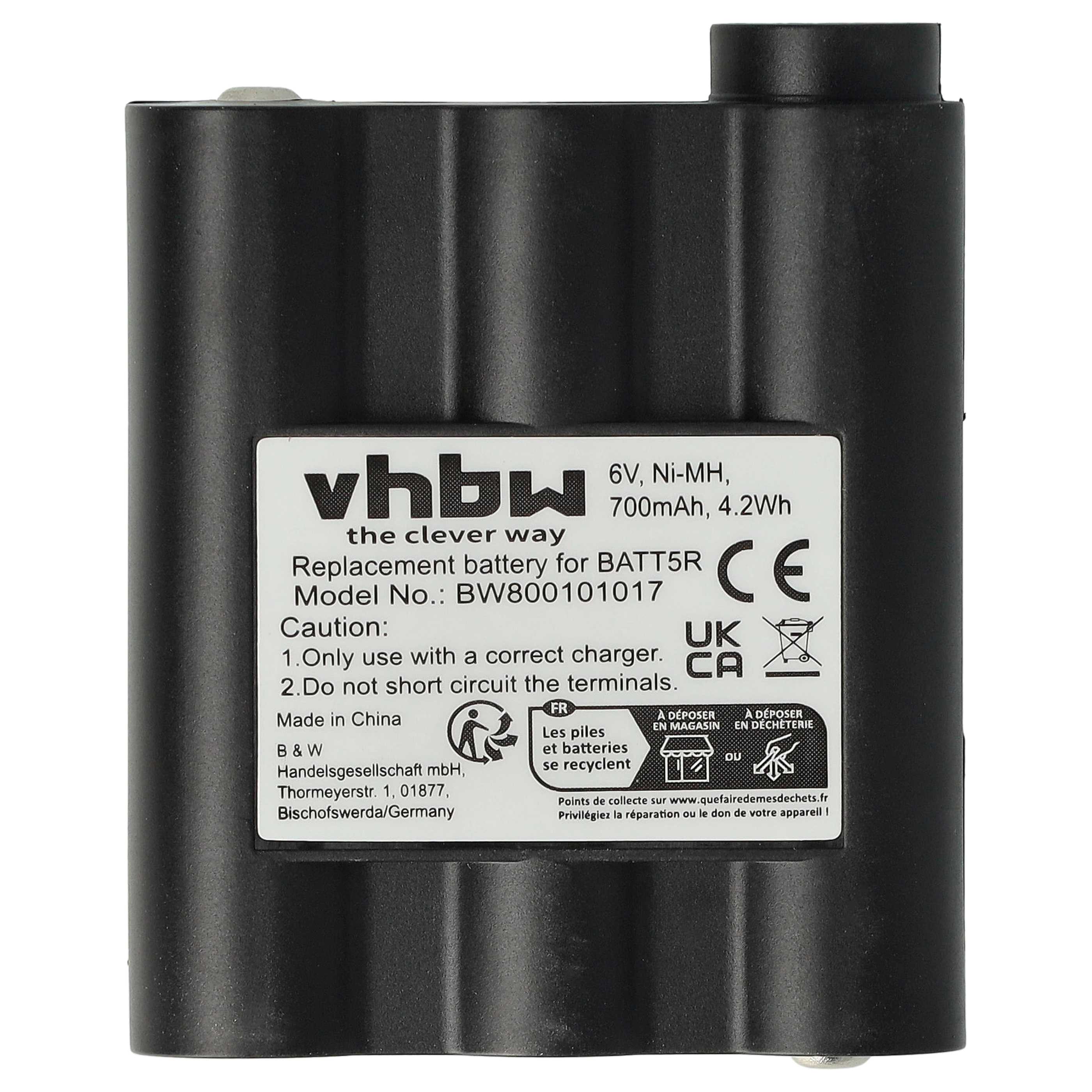Radio 10x Battery replaces Alan Midland BATT5R, PB-ATL/G7 - 700 mAh 6 V NiMH