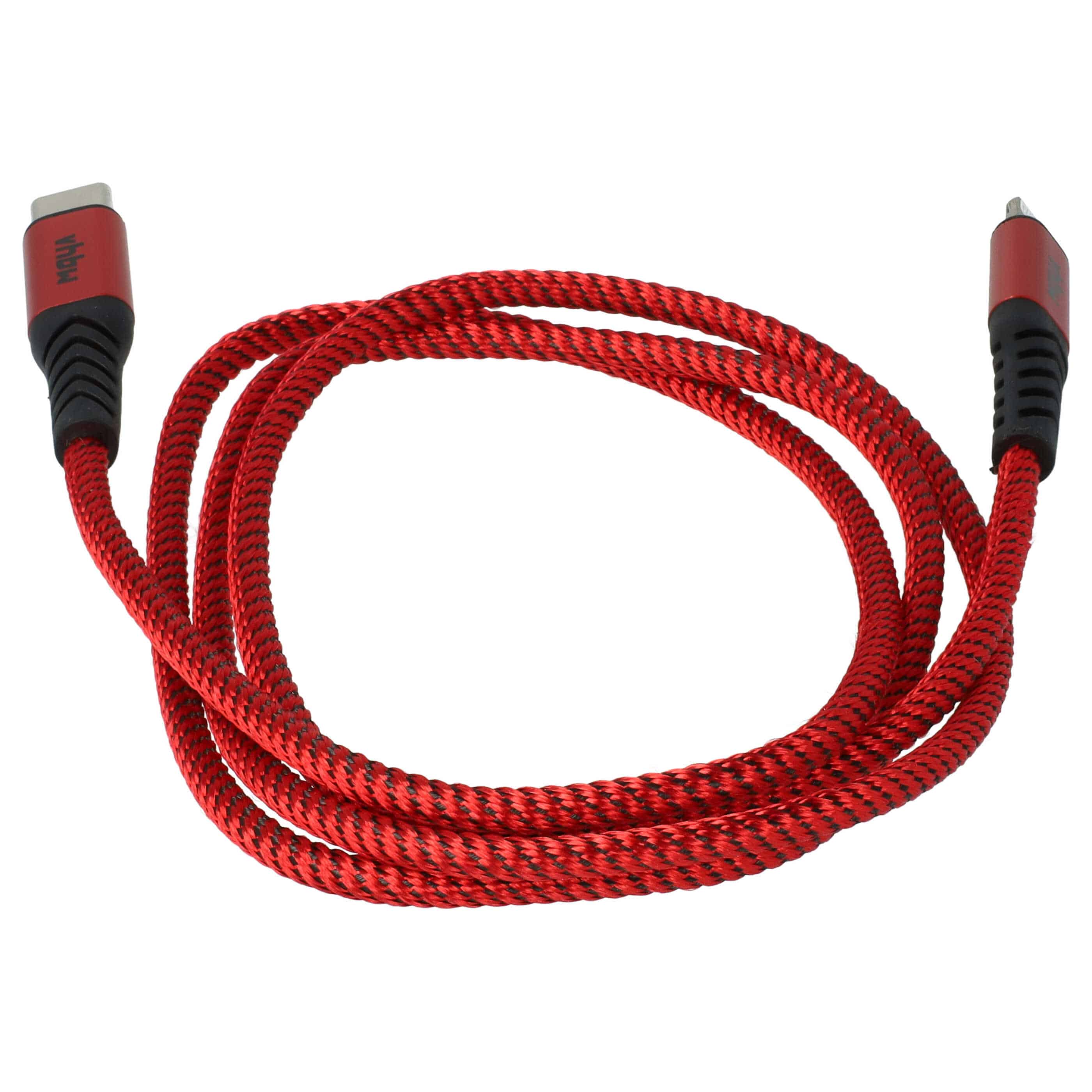 Lightning Kabel auf USB C, Thunderbolt 3 passend für Apple iOS Geräte - Rot Schwarz, 100cm