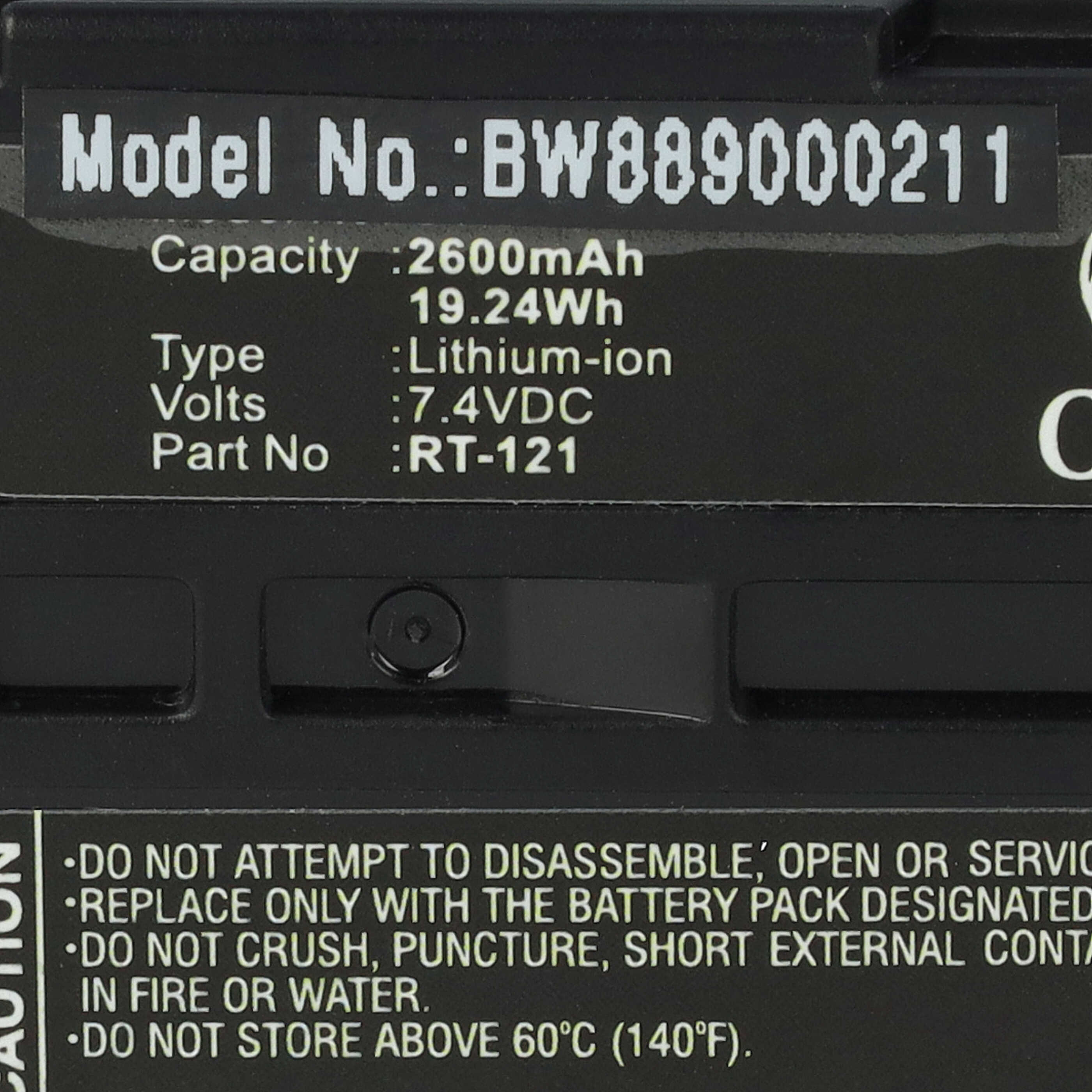 Medical Equipment Battery Replacement for Righton RT-121 - 2600 mAh 7.4 V Li-Ion