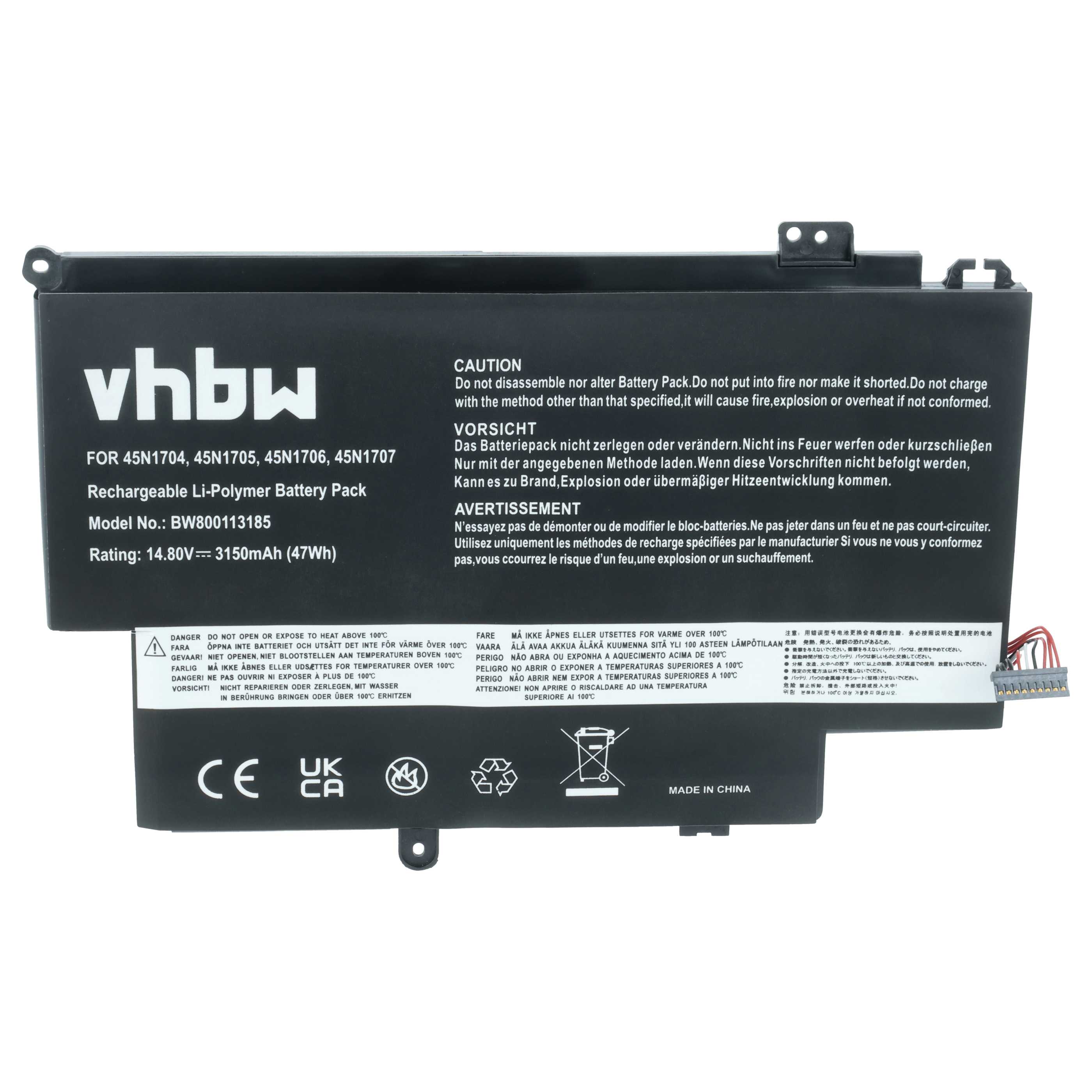 Akumulator do laptopa zamiennik Lenovo 45N1707, 45N1706, 45N1705, 45N1704 - 3150 mAh 14,8 V LiPo
