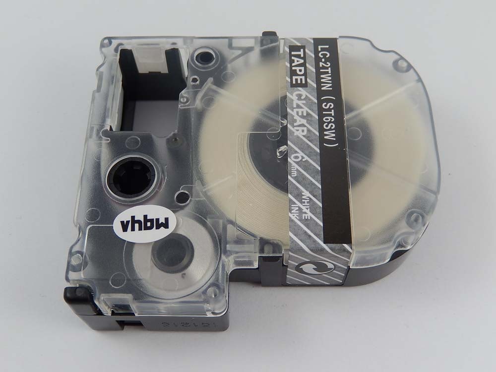 Label Tape replaces Epson LC-2TWN - 6 mm White to Transparent