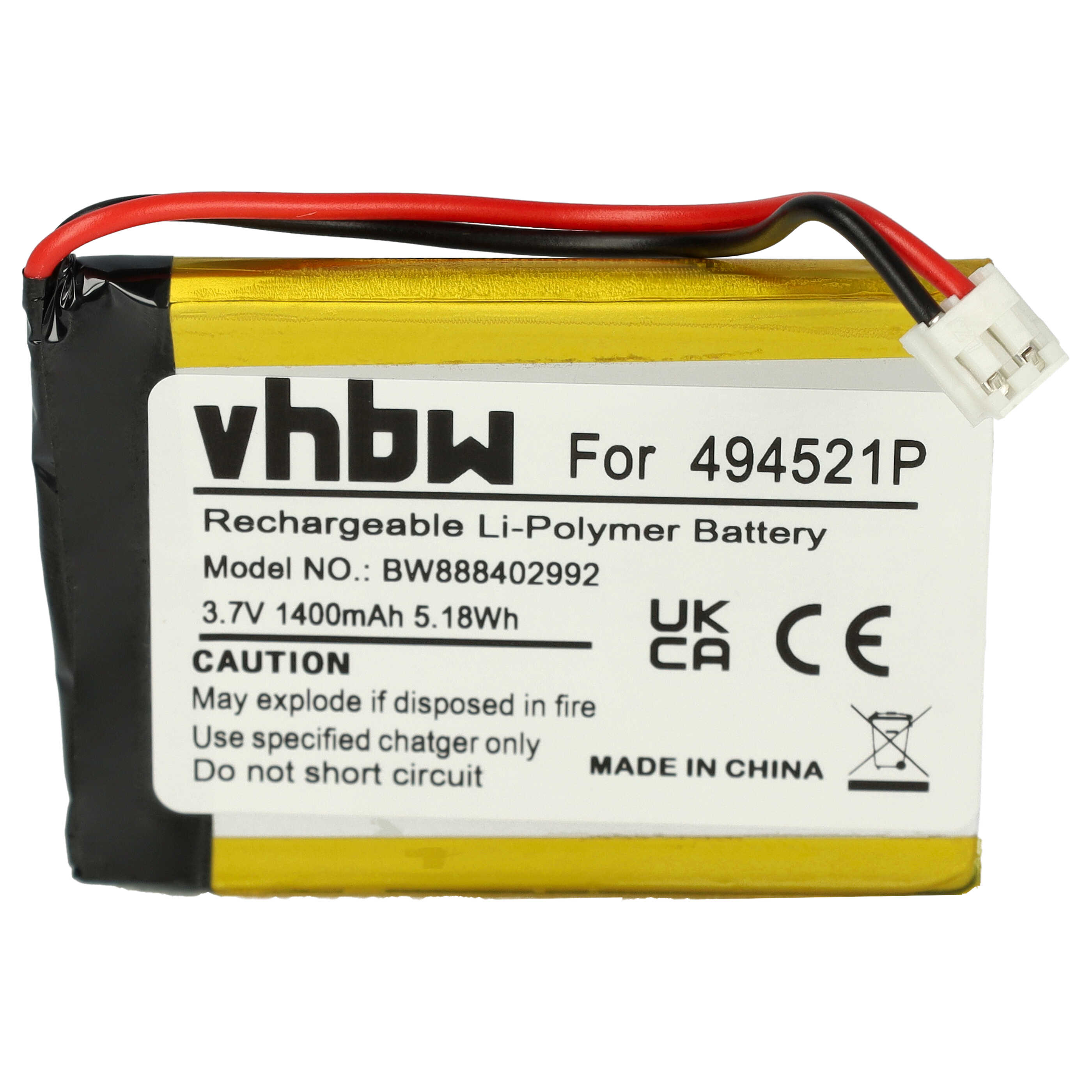 Baby Monitor Battery replaces Audioline 494521P, BPCK1500LI, 494251P - 1400 mAh 3.7 V Li-polymer