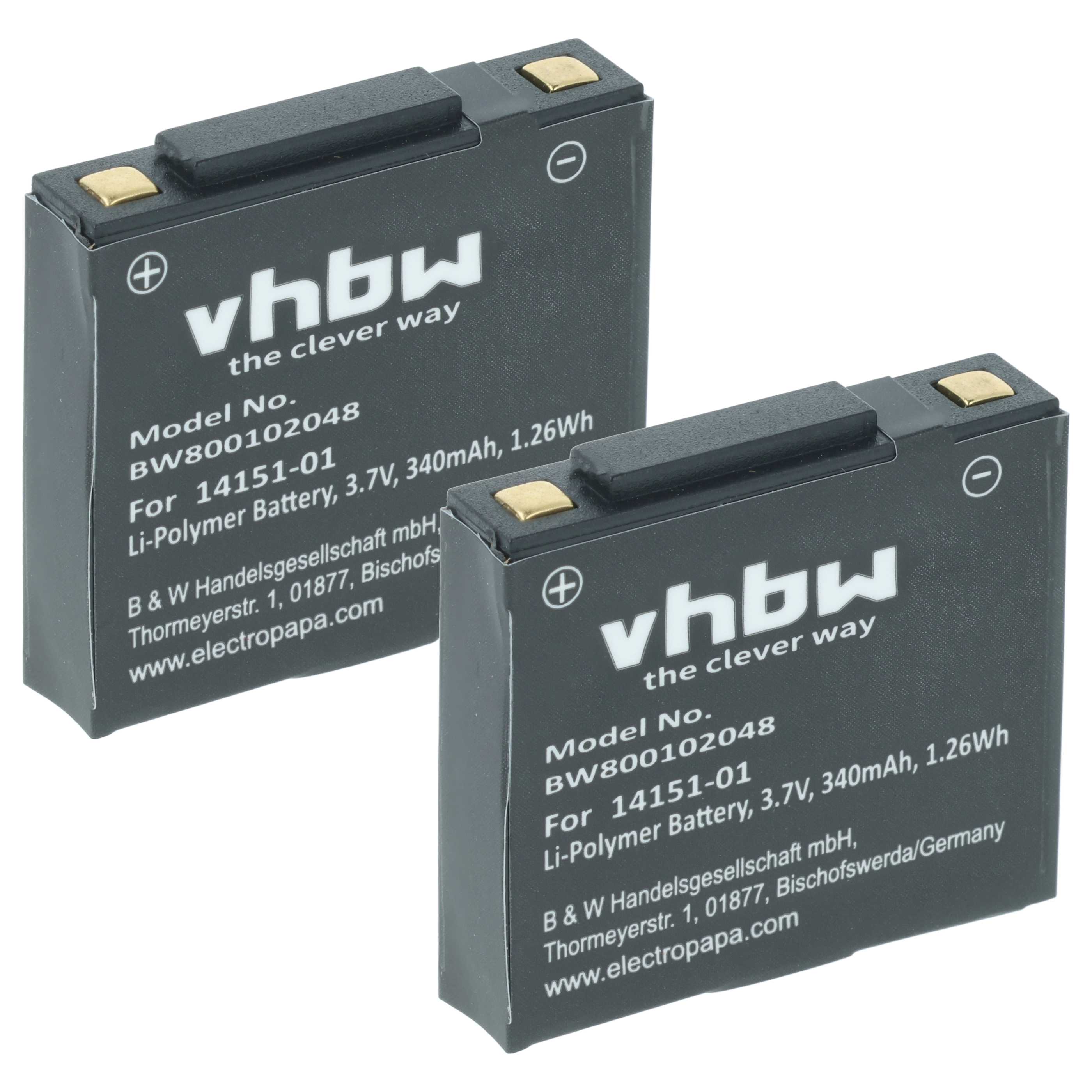 2 x Akku als Ersatz für GN Netcom 14151-02, 14151-01 für GN Netcom Headset - 340mAh 3,7V Li-Polymer