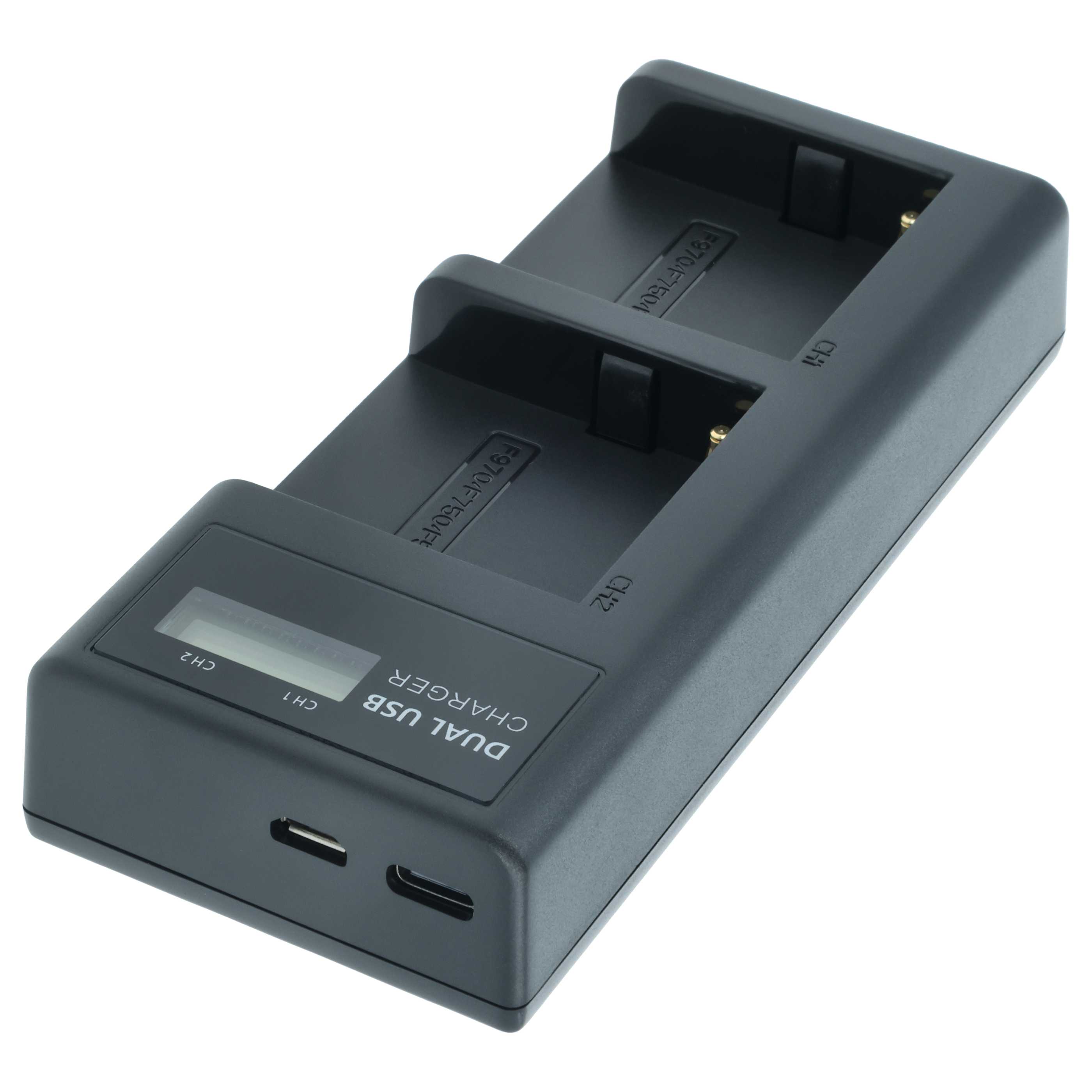 Battery Charger Micro-USB + USB-C + Cable Micro-USB suitable for Sony CCD-SC5 Digital Camera