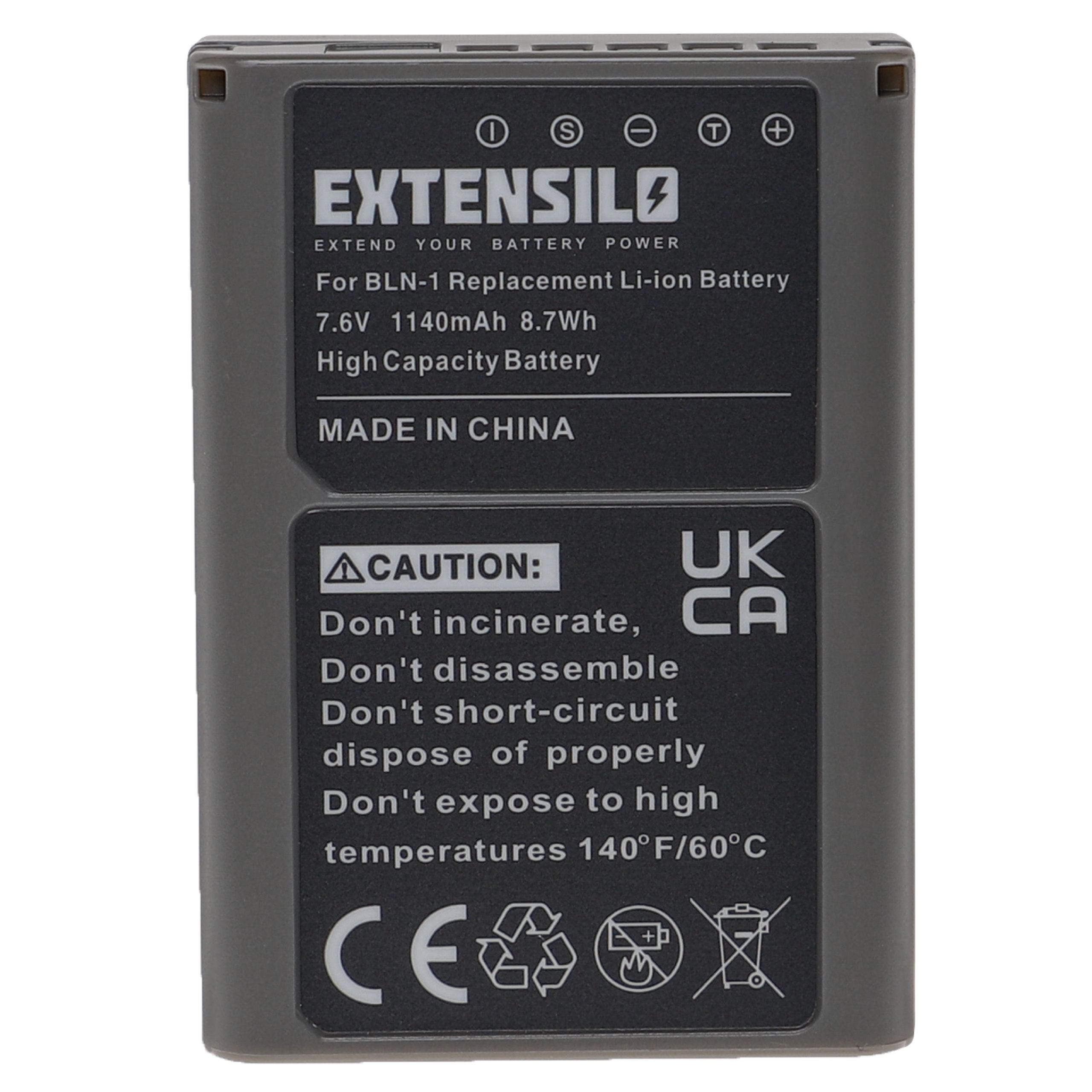 Battery Replacement for Olympus PS-BLN1 - 1140mAh, 7.6V, Li-Ion