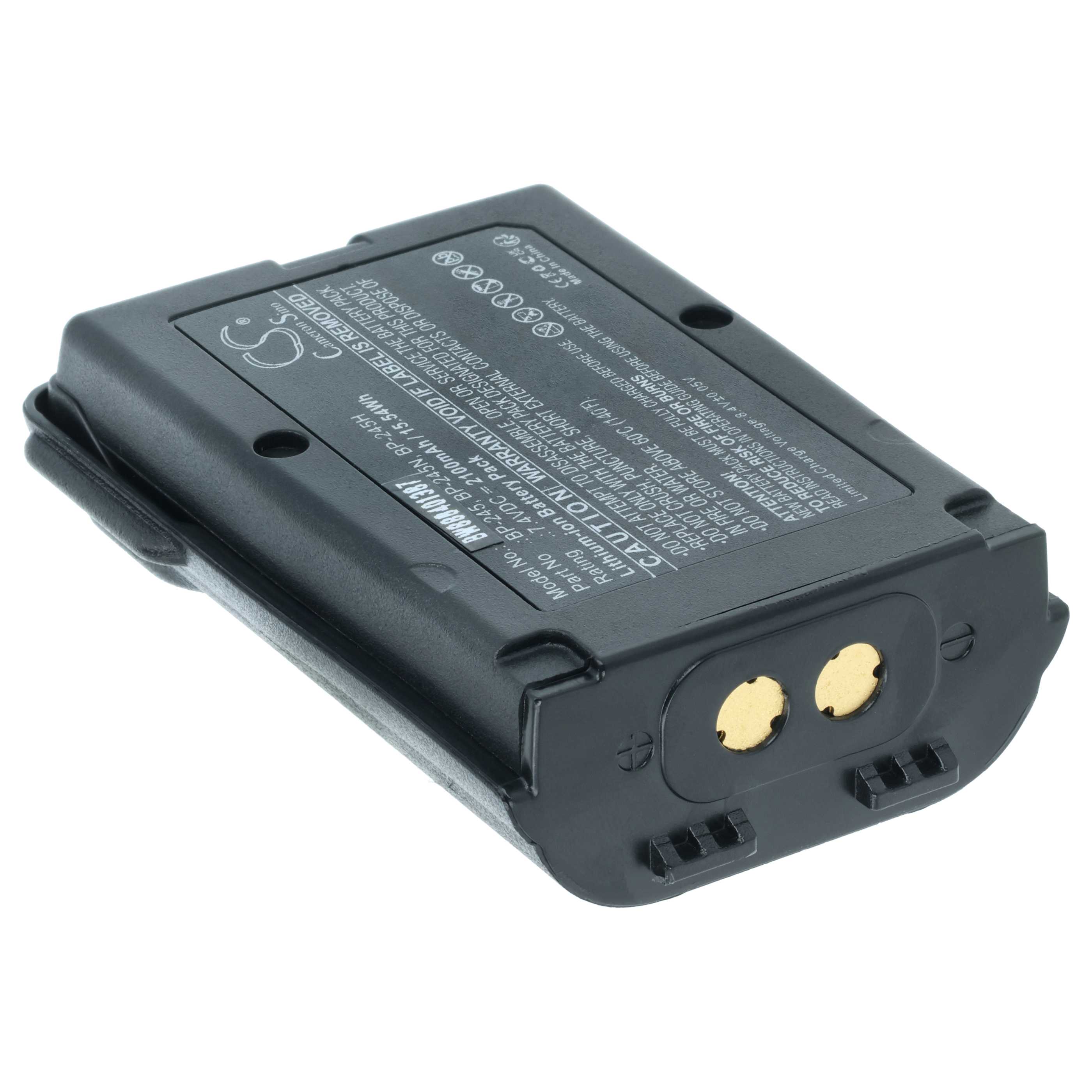 Radio 2x Battery replaces Icom BP-245H, BP-245N, BP-245 - 2100 mAh 7.4 V Li-Ion + Belt Clip