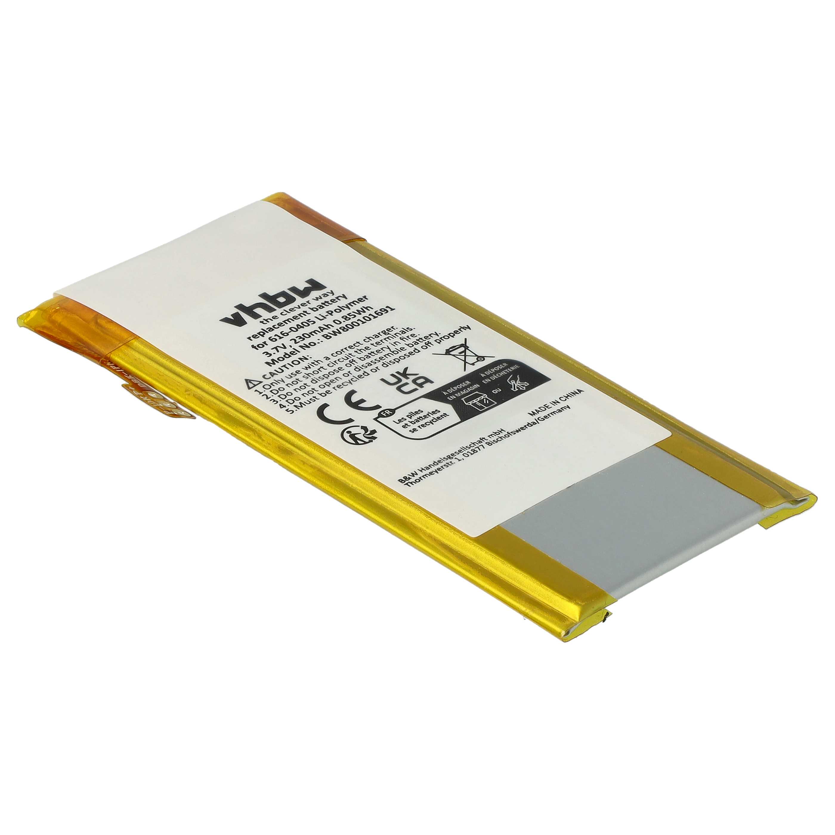 MP3-Player-Akku als Ersatz für Apple P11G73-01-S01, 616-0407, 616-0405 für Apple - 230mAh 3,7V Li-Polymer