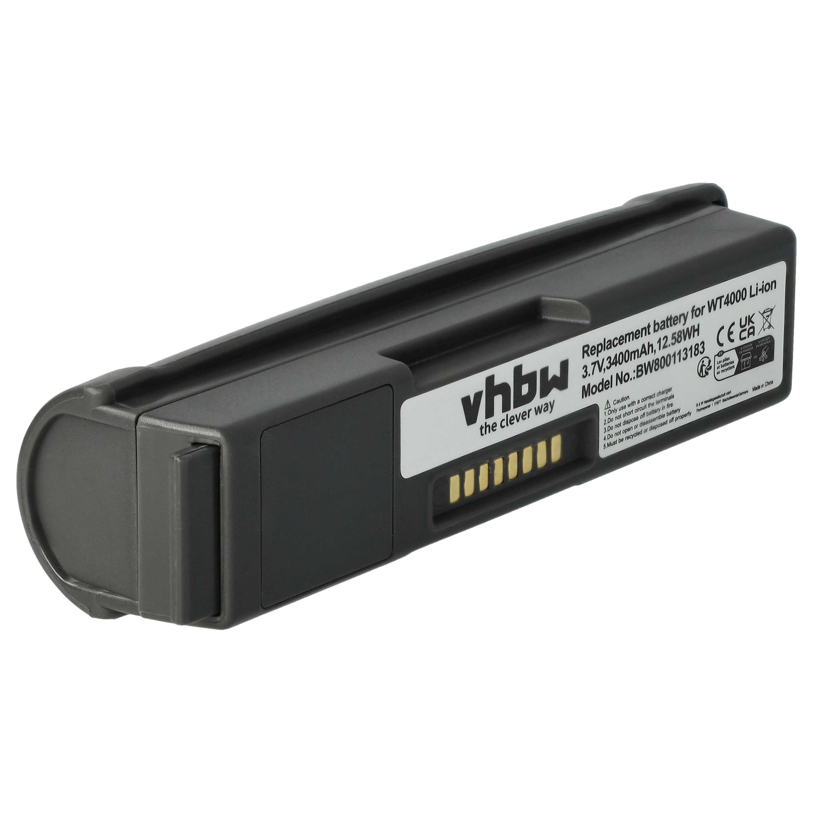 Batterie remplace Symbol 55-000166-01, 82-90005-03 pour scanner de code-barre - 3400mAh 3,7V Li-ion