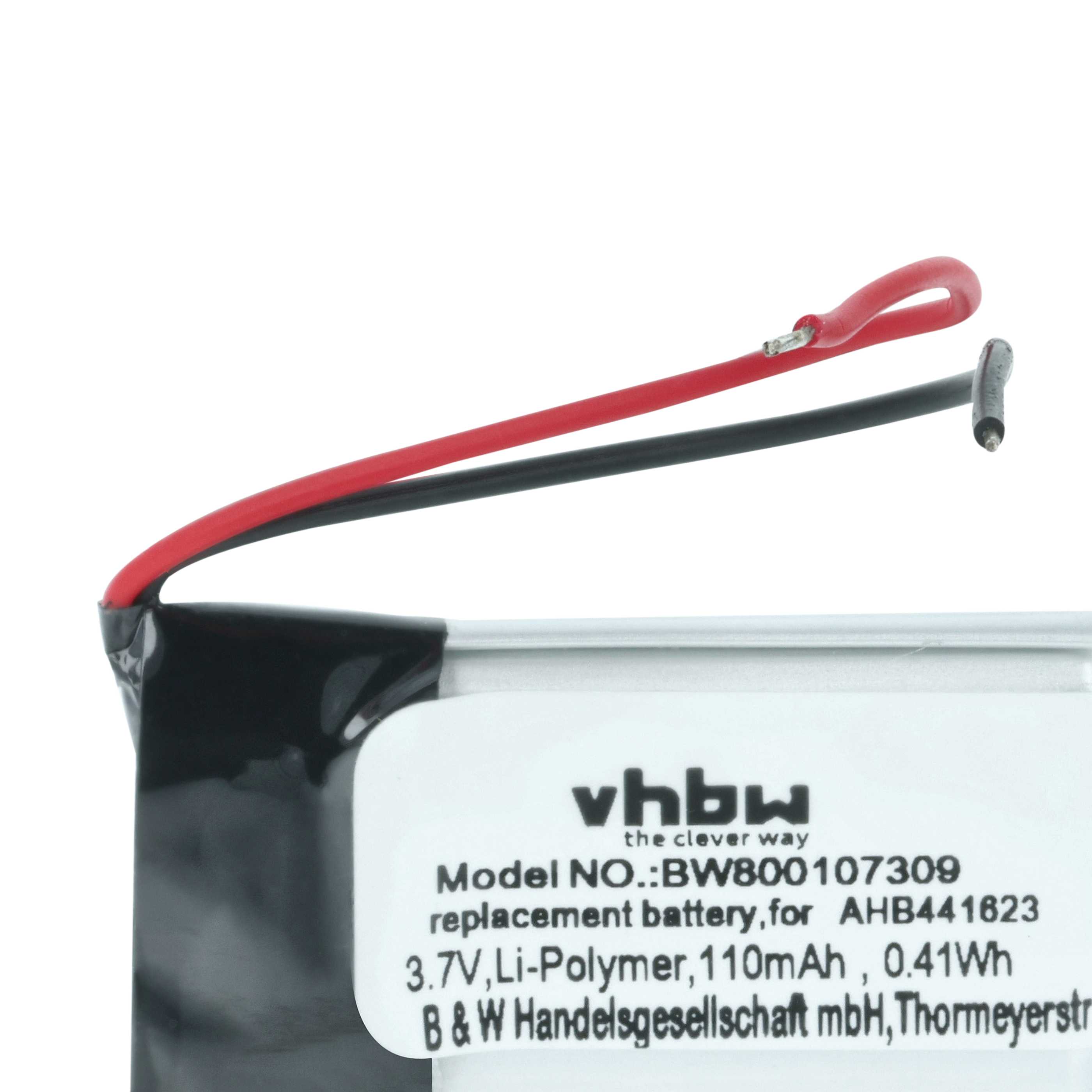 MP3-Player Battery replaces Sony 381424, AHB441623 - 110 mAh 3.7 V Li-polymer
