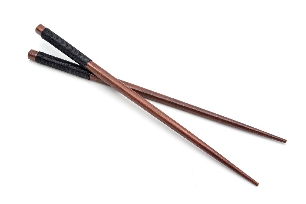 Chopstick Set (1 Pair) - Wooden, brown, 22.5 cm long, Reusable, anti-slip cover dark