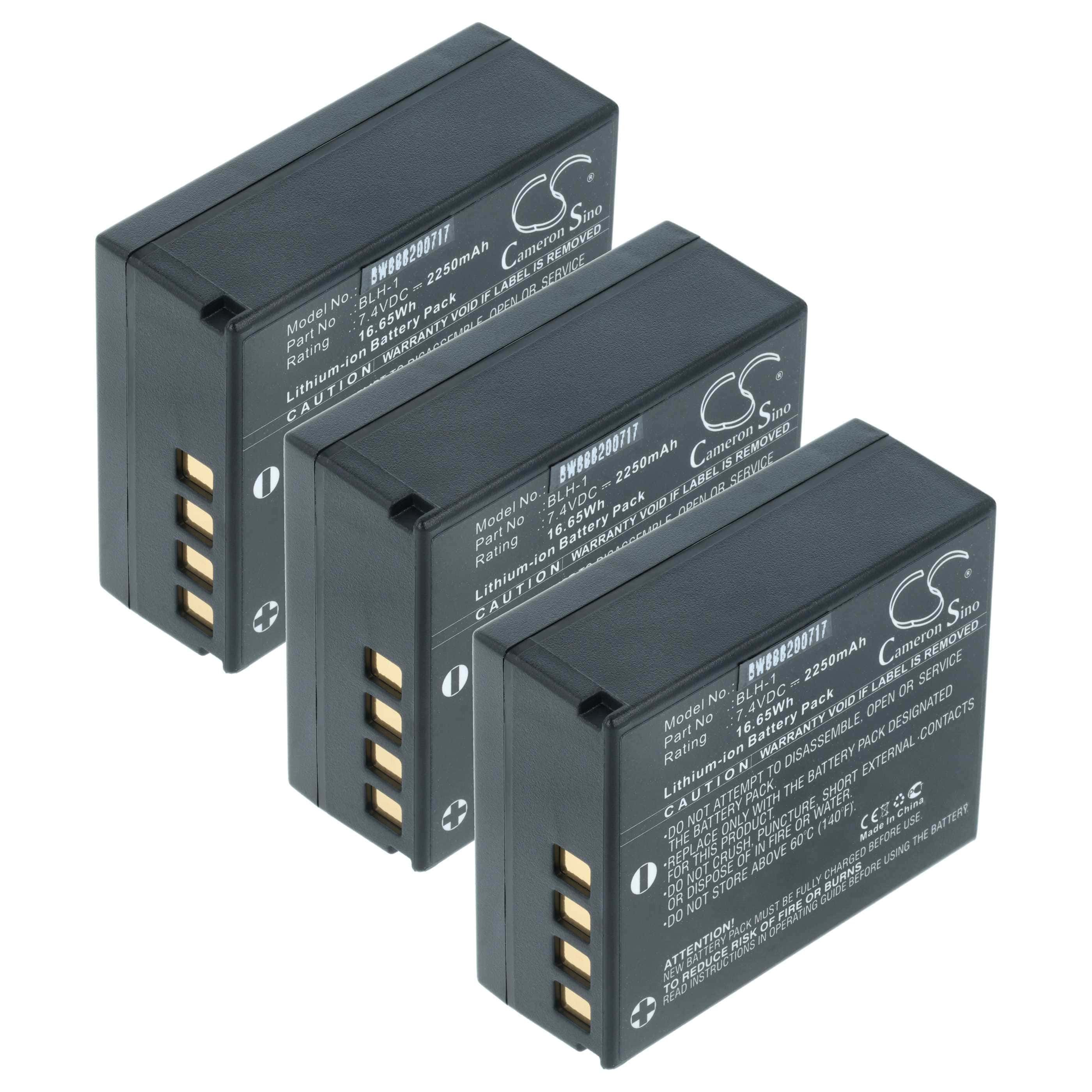 3x Battery replaces Olympus BLH-1 - 2250mAh, 7.4V, Li-Ion