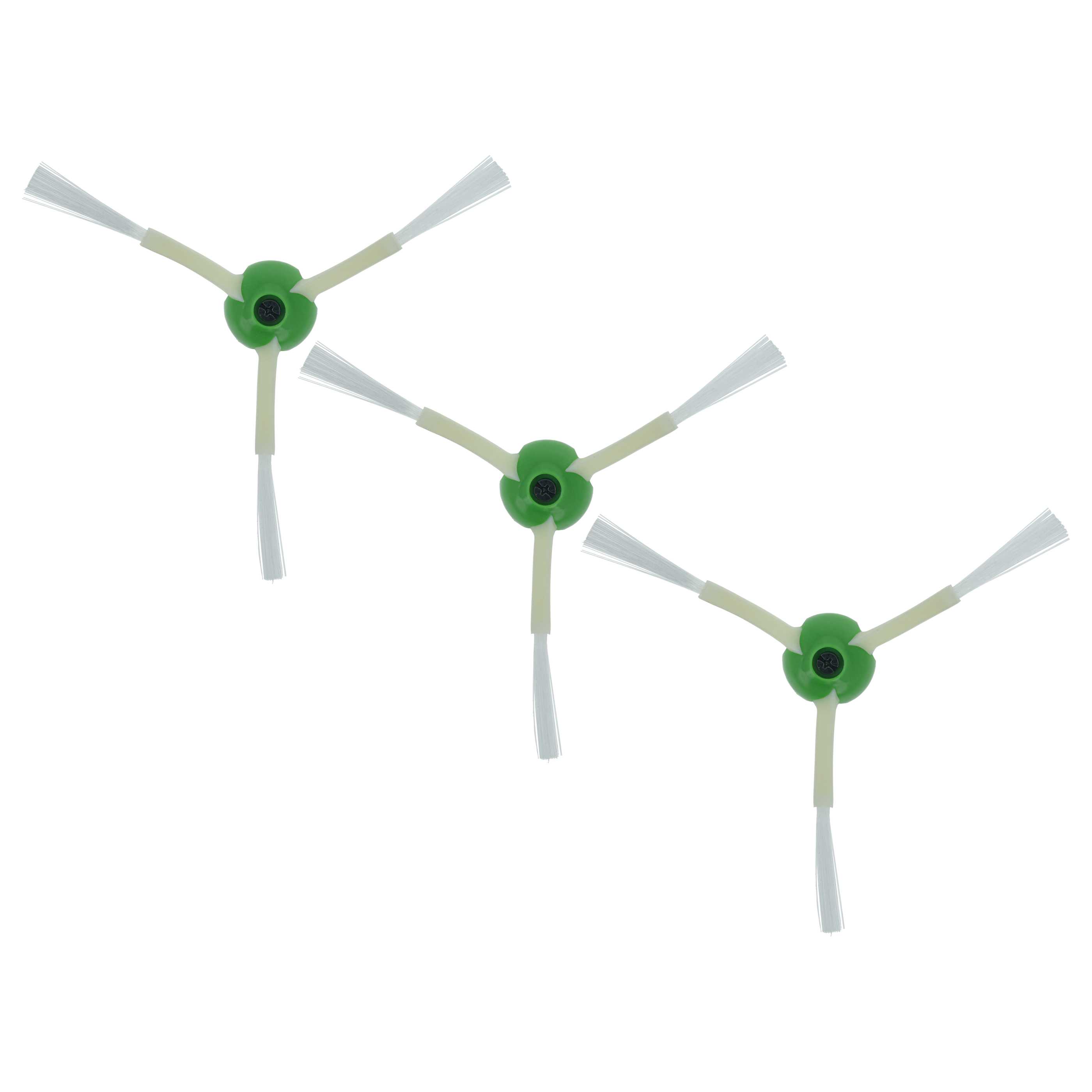 3x Side Brush suitable for iRobot Roomba E5, E6, E7, i7 Robot Vacuum Cleaner - 3-armed, white, green