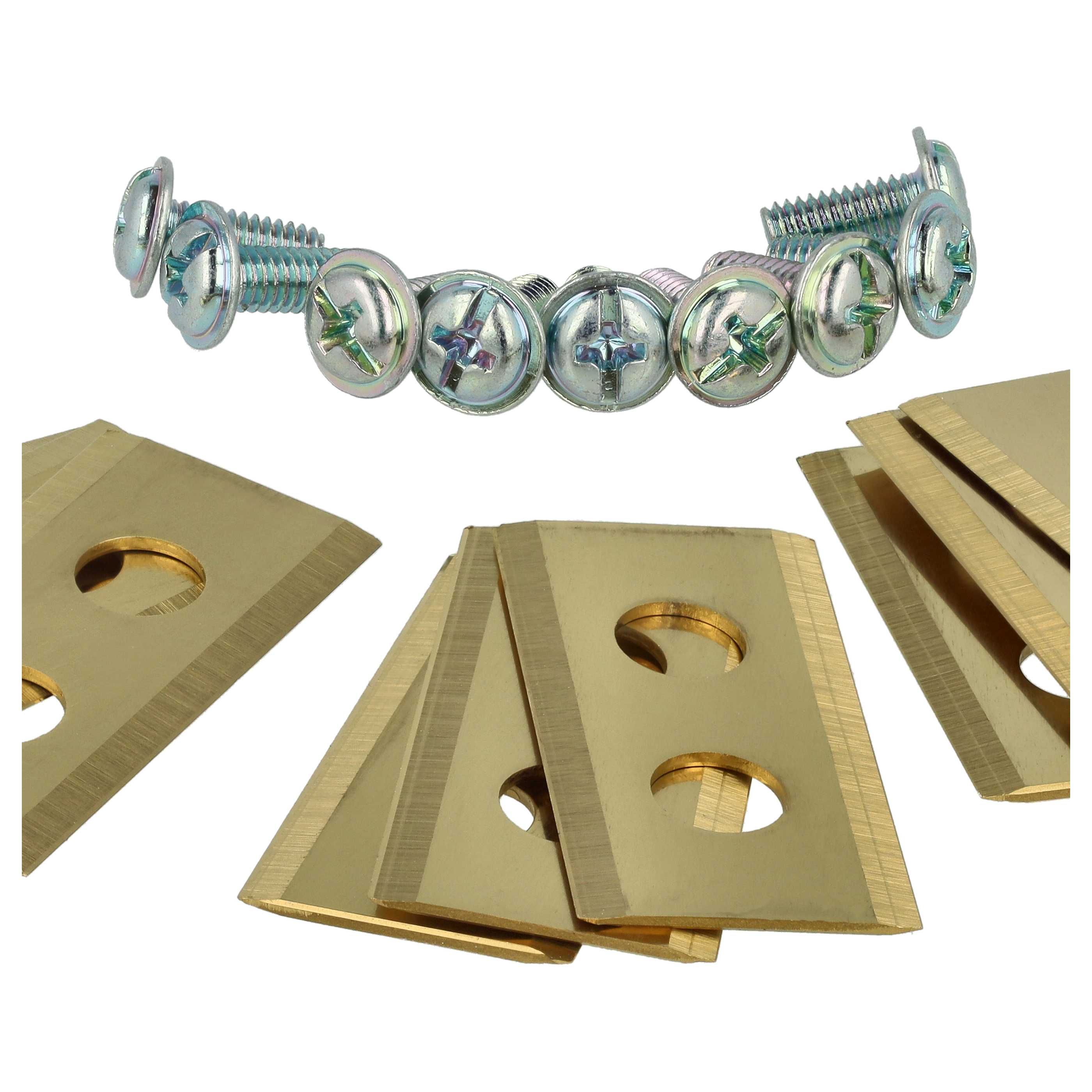 18x Exchange Blade for PowerPlus Cordless Lawnmower etc.steel (titan coating)gold