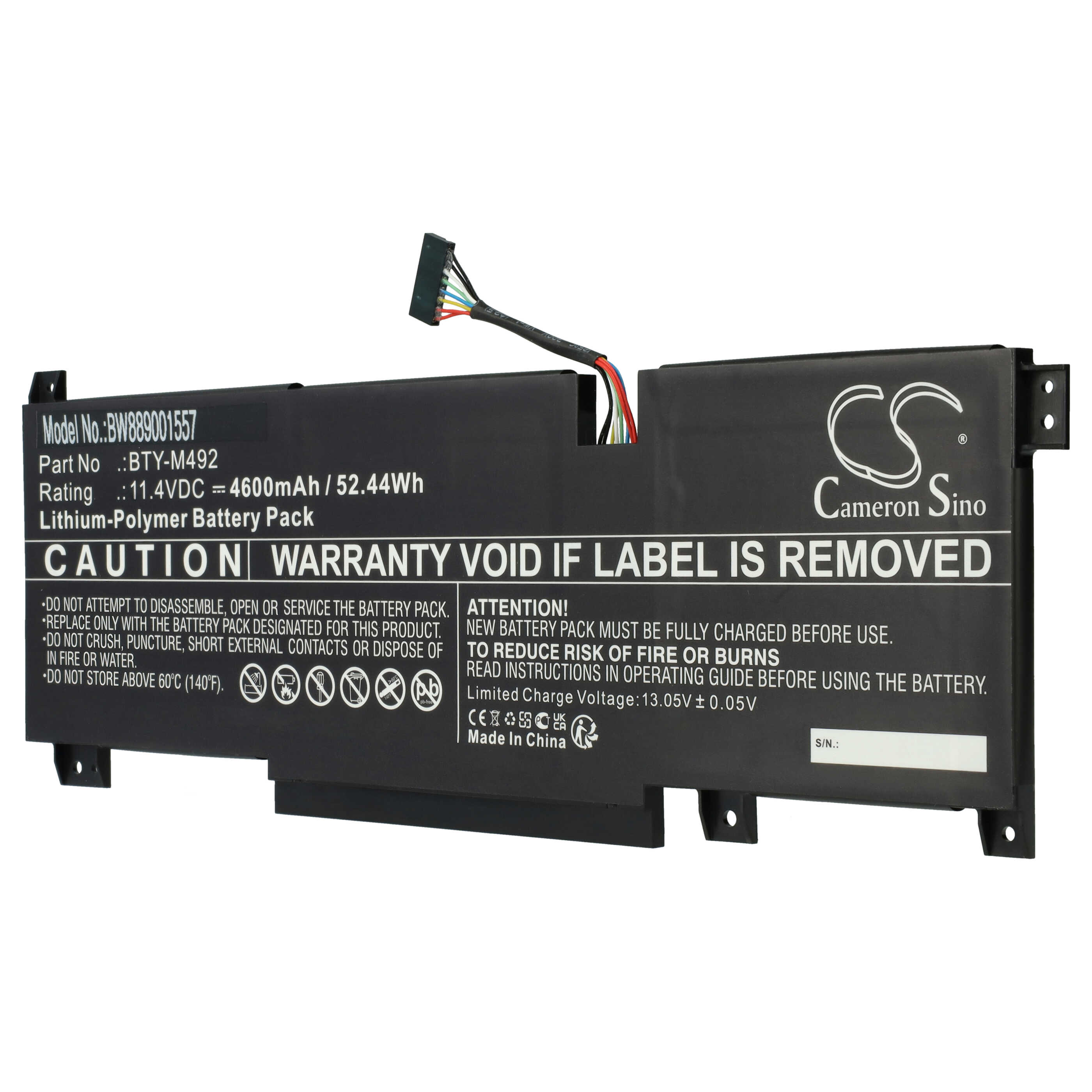 Akumulator do laptopa zamiennik MSI BTY-M492 - 4600 mAh 11,4 V LiPo, czarny