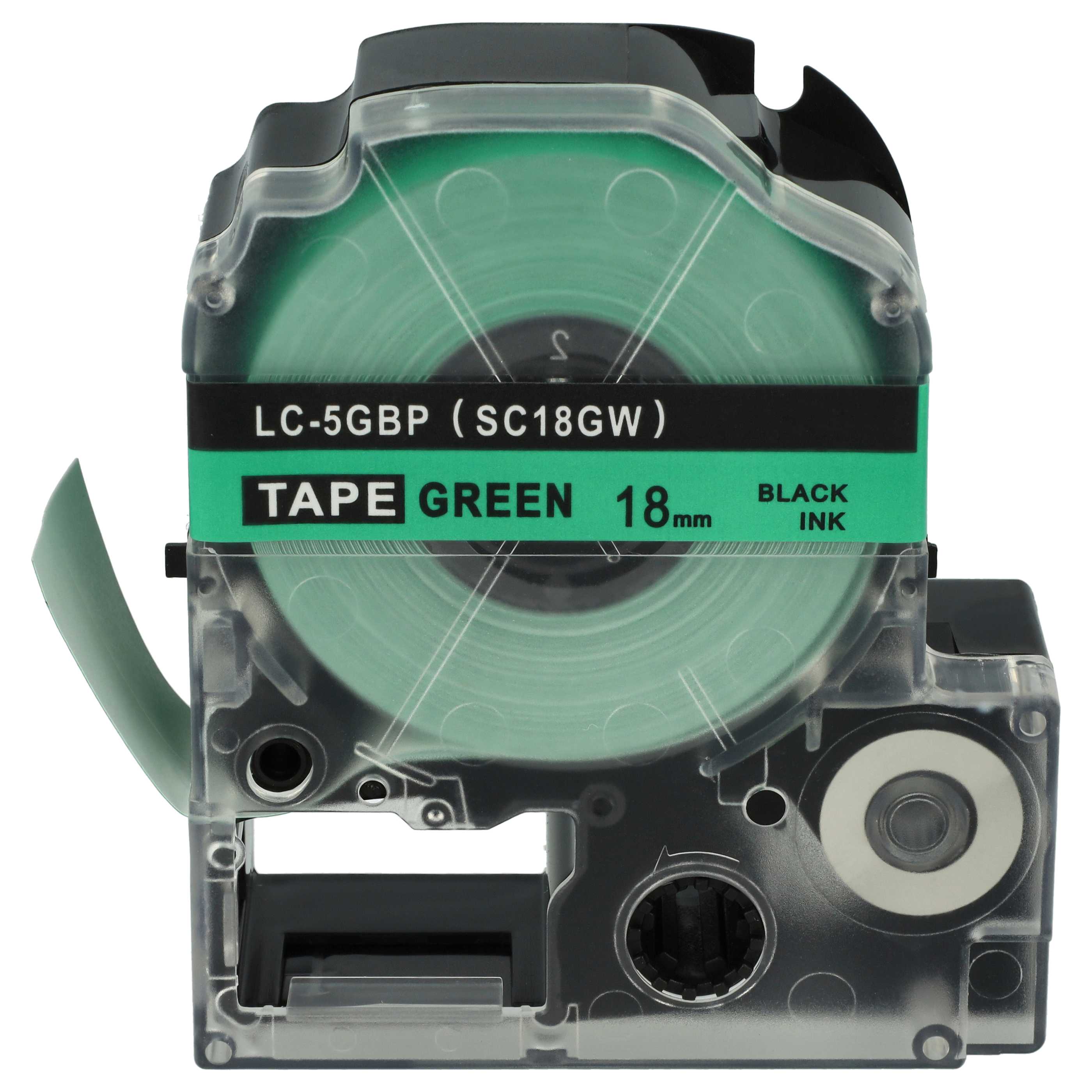 Label Tape replaces Epson LC-5GBP - 18 mm Black to Green