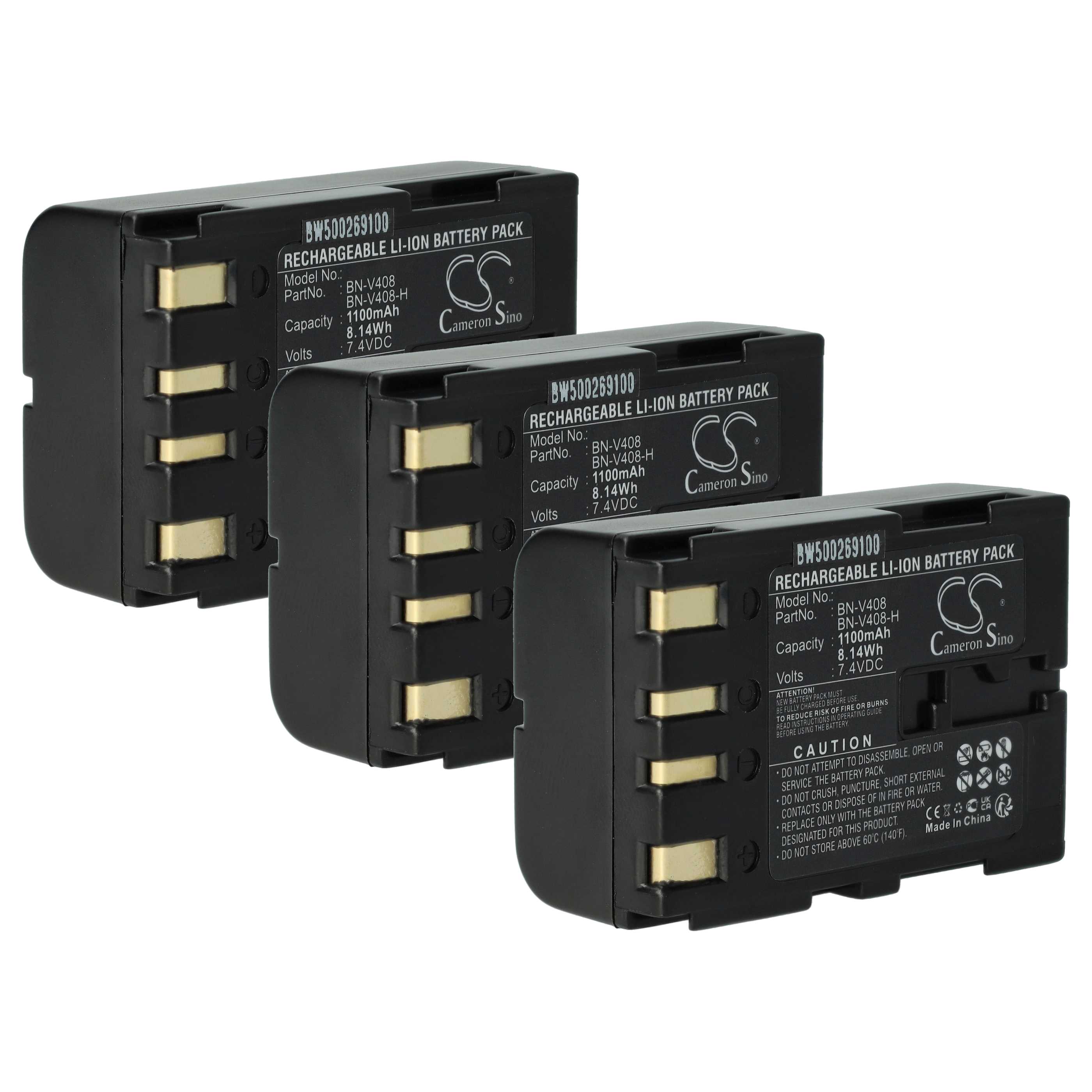 Videocamera 3x Battery replaces JVC BN-V416, BN-V416U, BN-V428, BN-V408, BN-V408U - 900 mAh 7.2 V Li-Ion