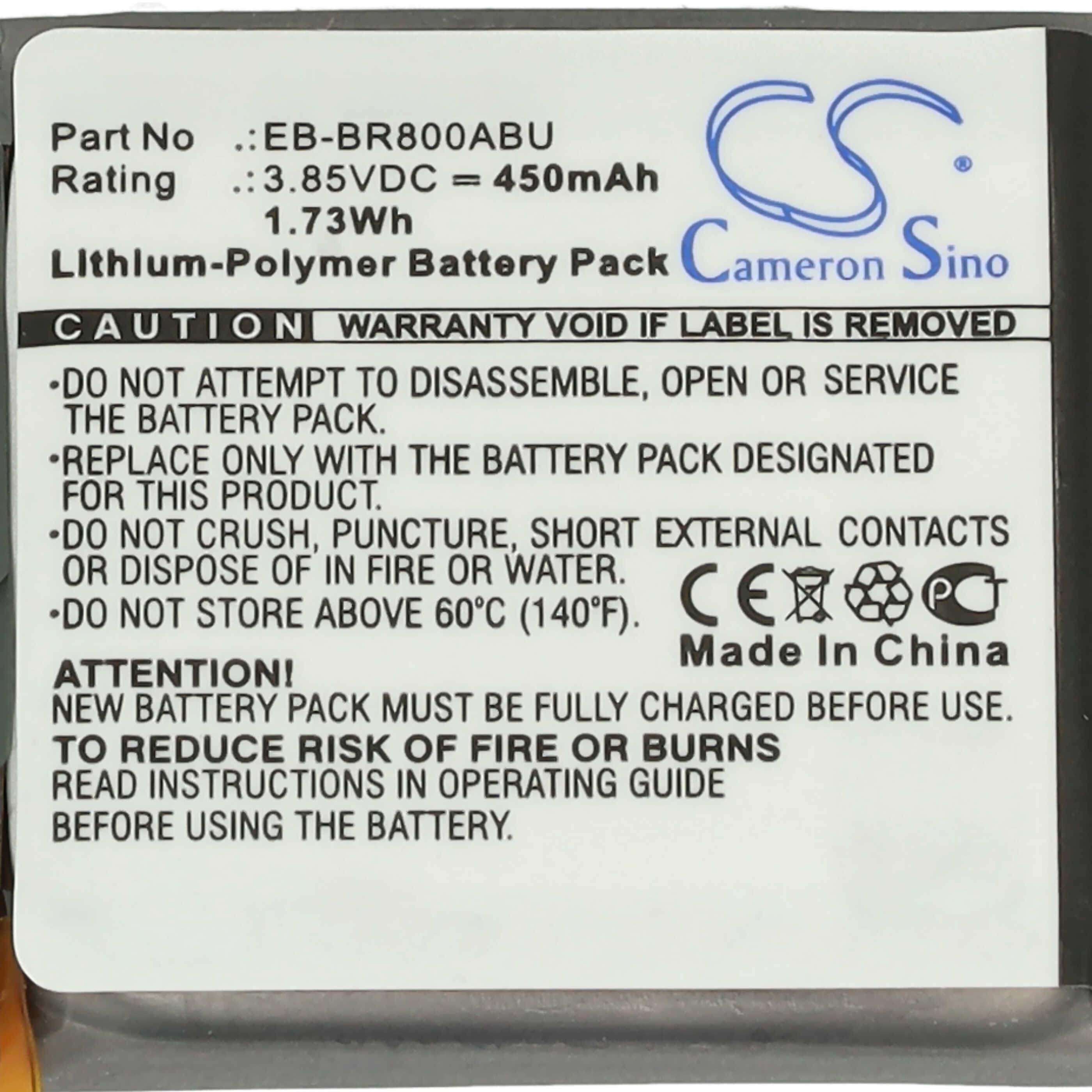 Smartwatch Battery replaces Samsung EB-BR800ABU, GH43-04855A - 450 mAh 3.85 V Li-polymer + Tools