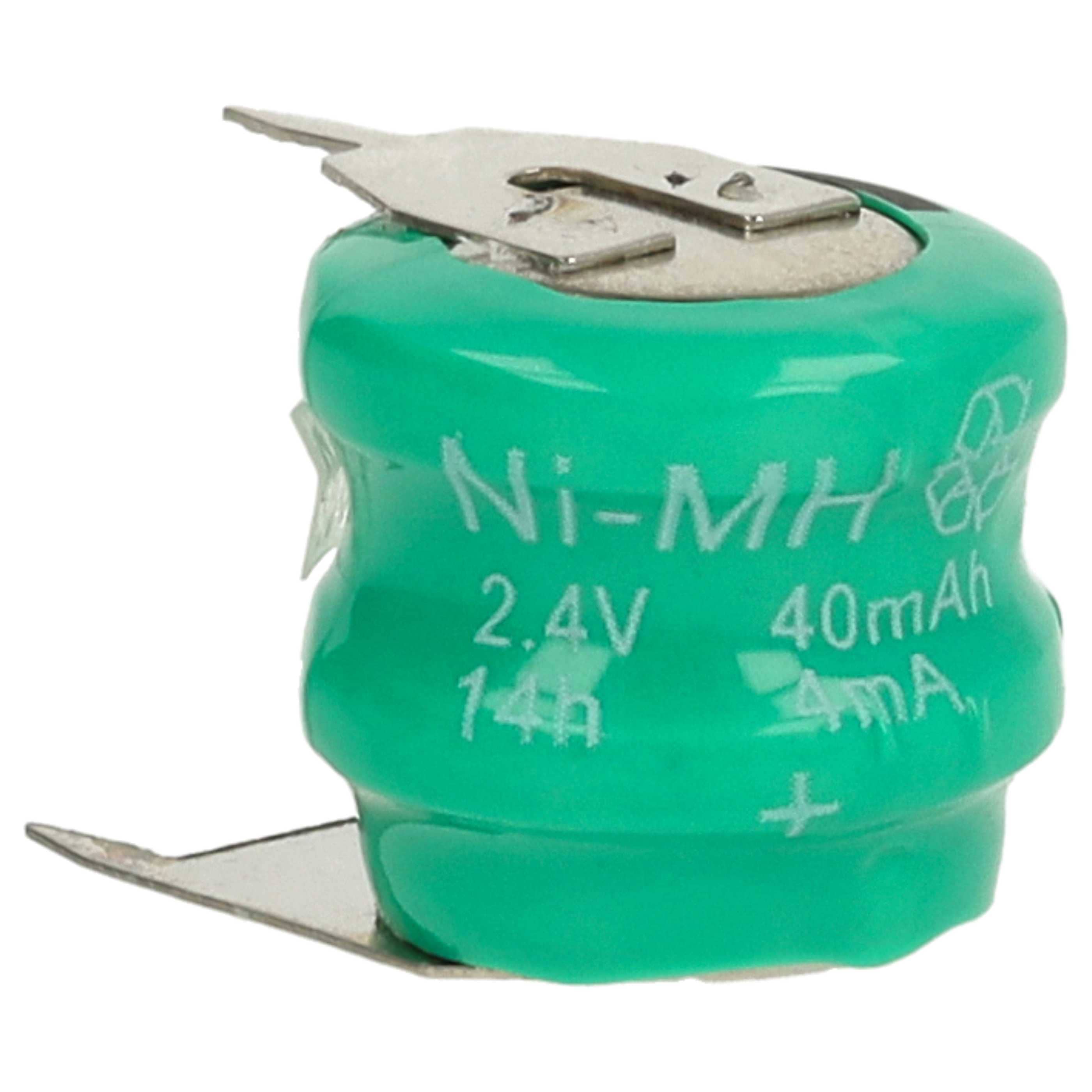 Button Cell Battery Type V40H 3 Pins for Model Building Solar Lamps etc. - 40 mAh 2.4 V NiMH