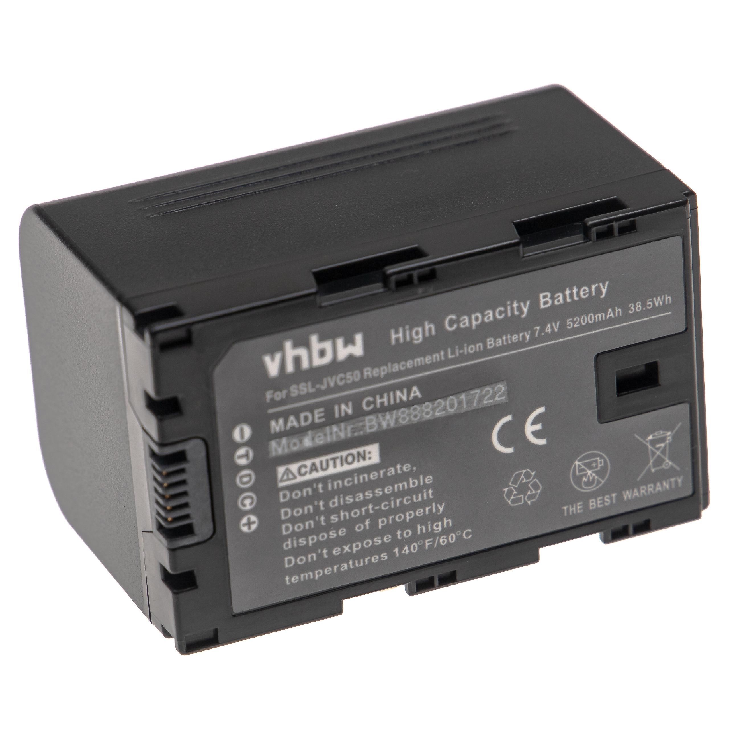 Videocamera Battery Replacement for JVC SSL-50, SSL-70 - 5200mAh 7.4V Li-Ion