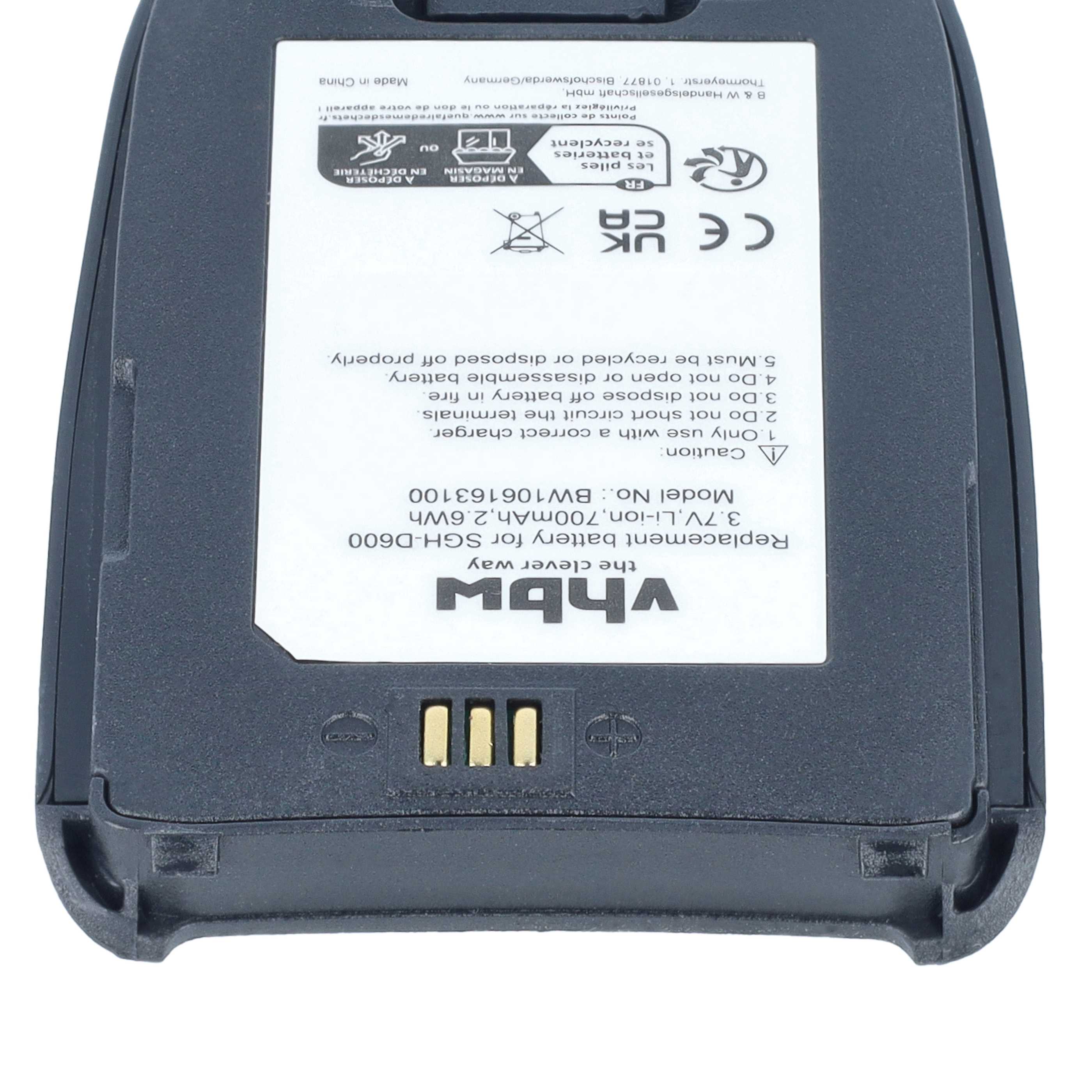 Batteria sostituisce Samsung BST4389BE per cellulare - 700mAh 3,7V Li-Ion + cover retro nero