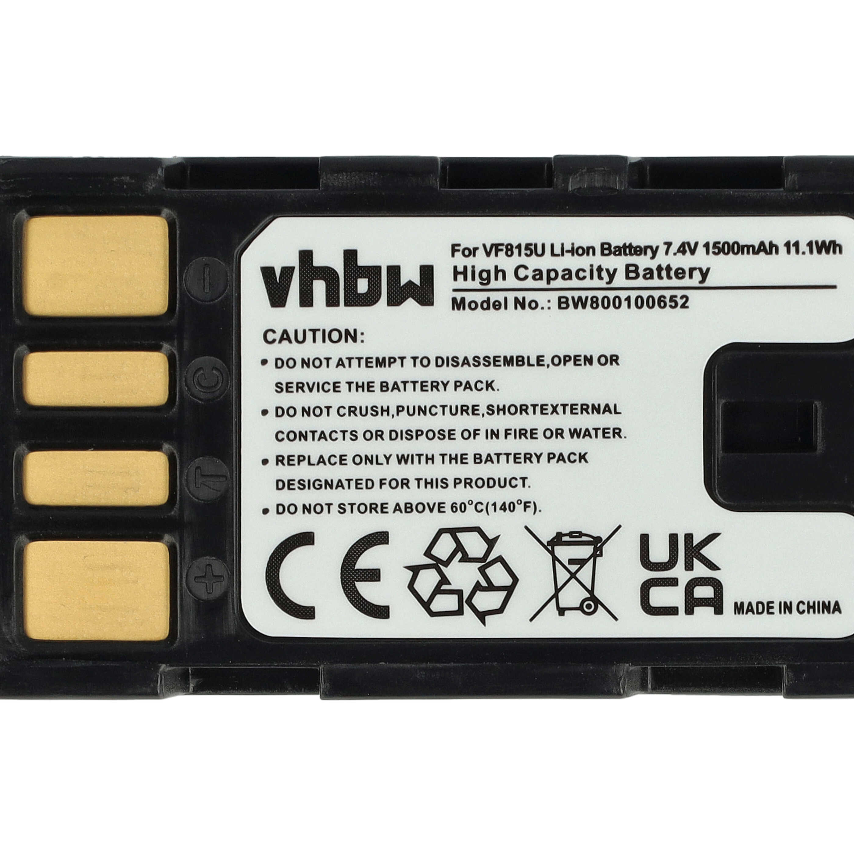 Batería reemplaza JVC BN-VF823, BN-VF815, BN-VF815U, BN-VF808, BN-VF808U para videocámara - 1400 mAh, 7,2 V