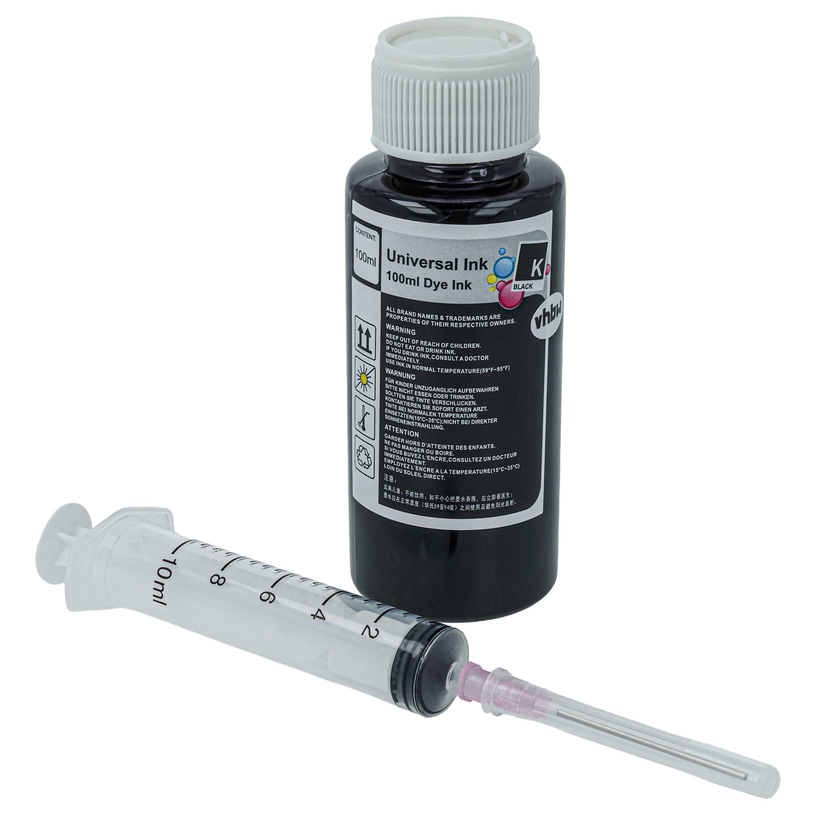 Refill Ink Black suitable for Epson, Brother, HP, Lexmark Printer etc., 100 ml