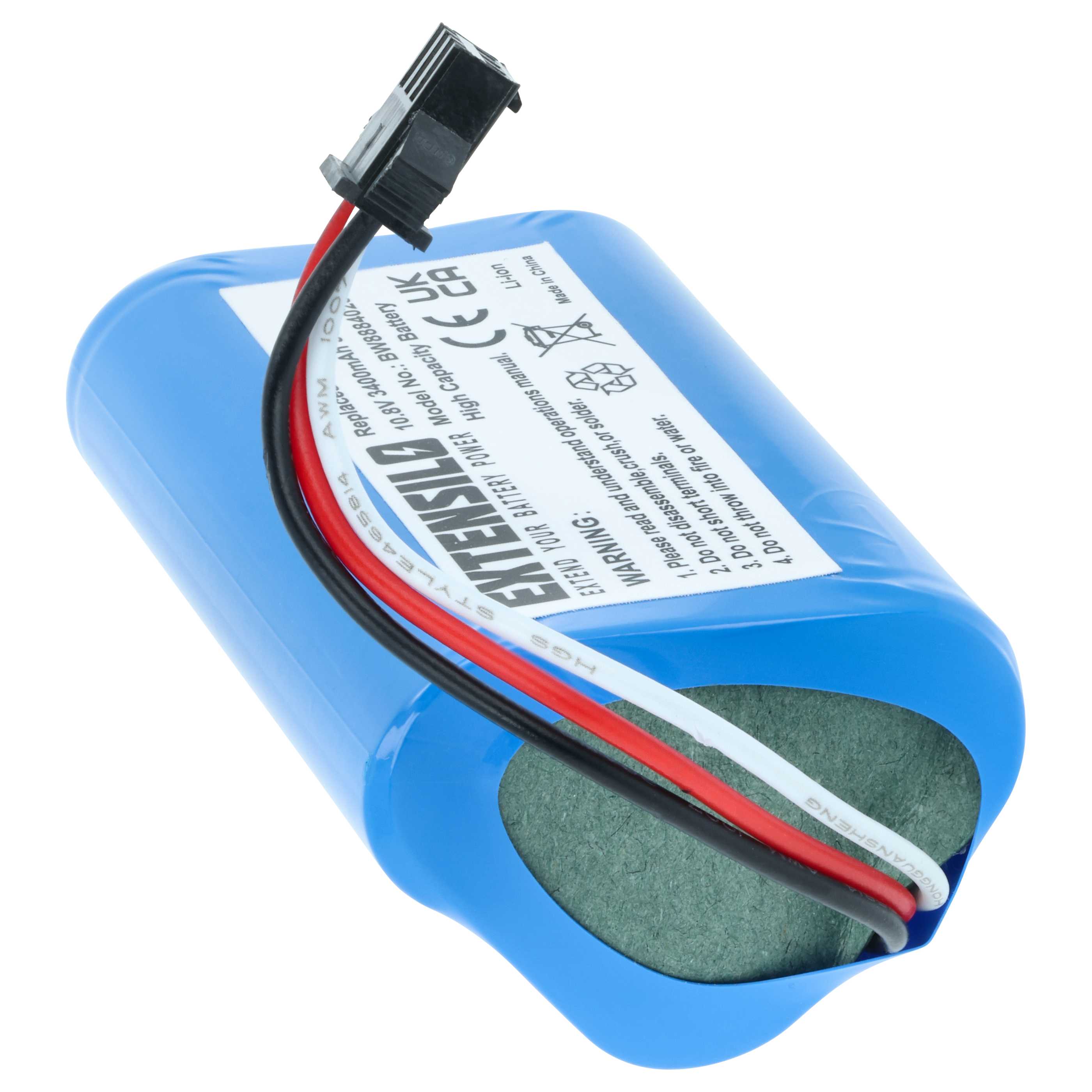 Battery replaces Ecovacs ZJ1450, DA60-Darfon for Ecovacs 3400mAh, 10.8V, Li-Ion