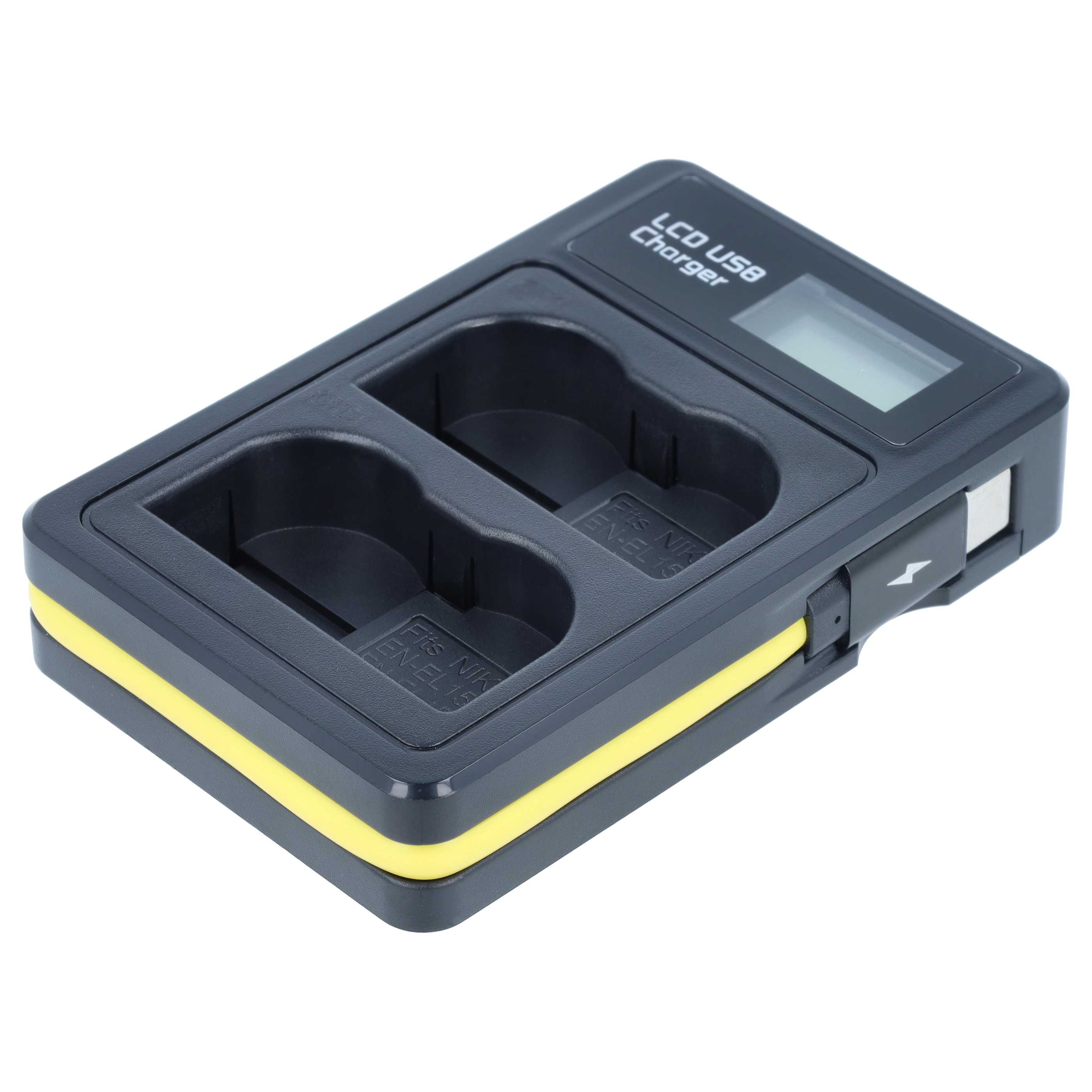 Battery Charger Micro-USB + USB-C + Cable Micro-USB replaces Nikon MH-25 for Nikon Digital Camera 8.4 V