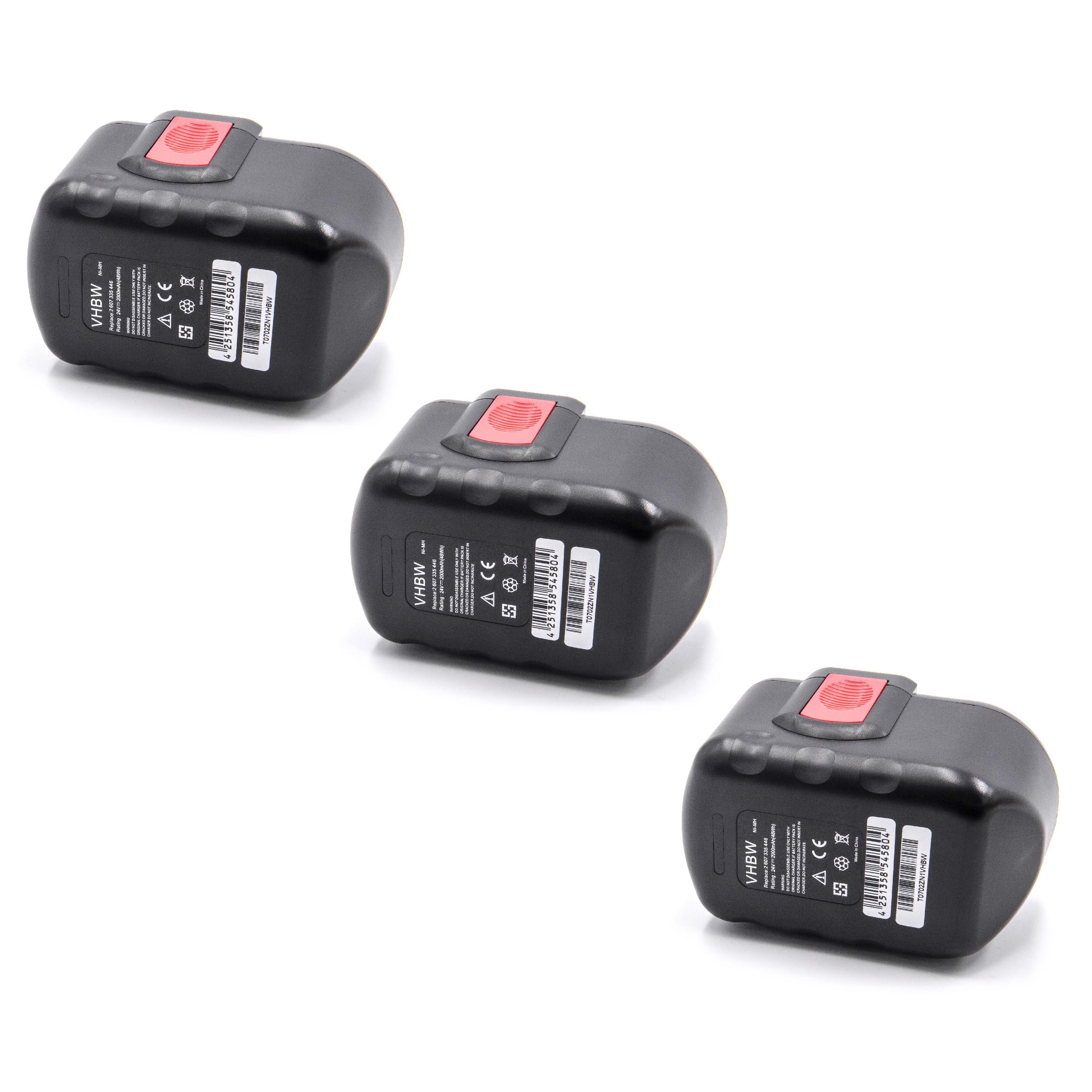 3x Battery replaces Bosch 2607335279, 2607335268, 2607335280 Electric Power Tool - 2000 mAh, 24 V, NiMH