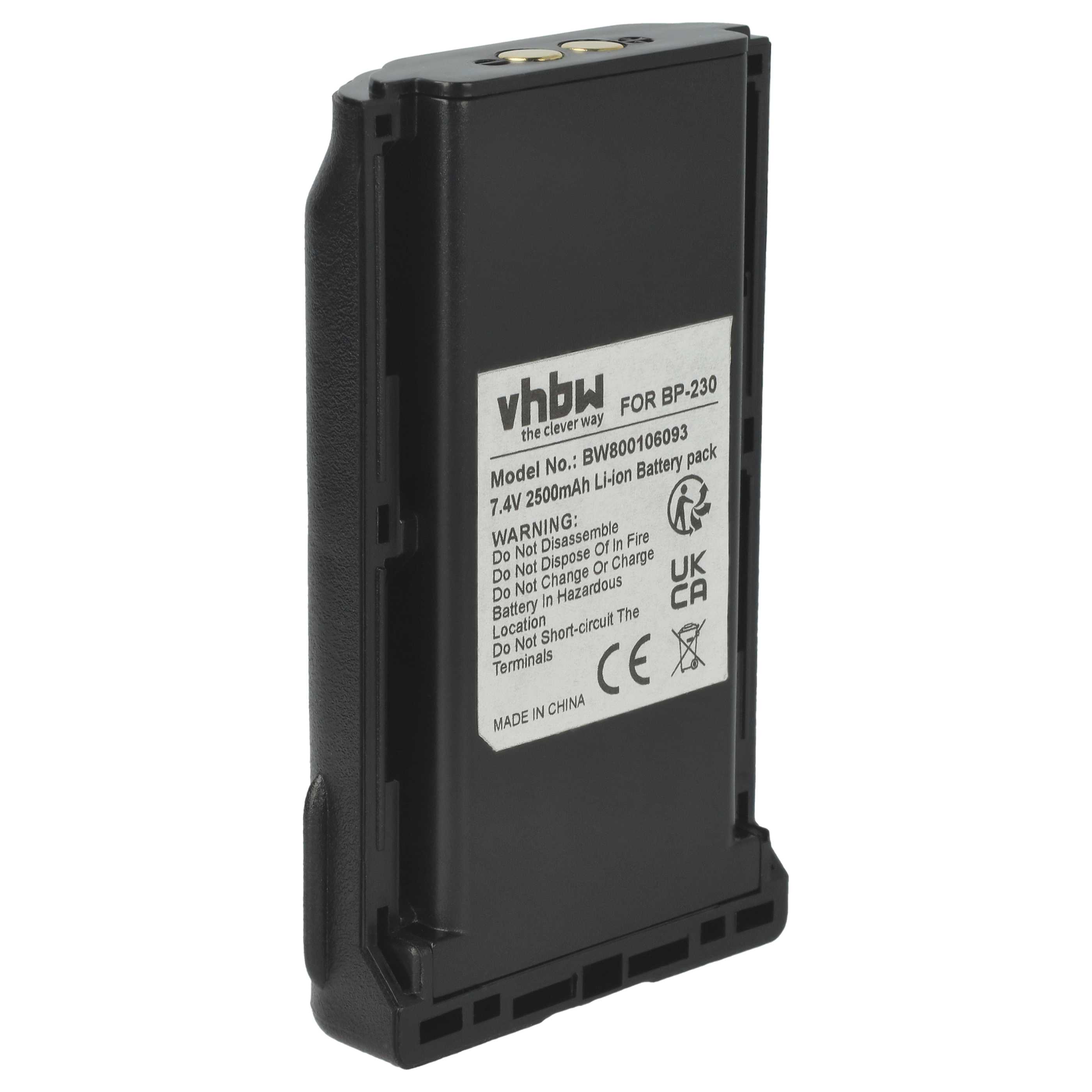 Radio Battery replaces Icom BJ-2000, BP-232, BP-232H, BP-231, BP-231N, BP-230, BP-230N - 2500 mAh 7.4 V Li-Ion