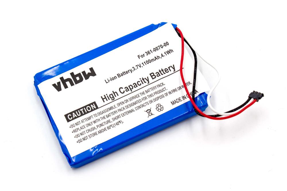 Batterie remplace Garmin 361-00070-01, 361-00070-00 pour navigation GPS - 1100mAh 3,7V Li-ion