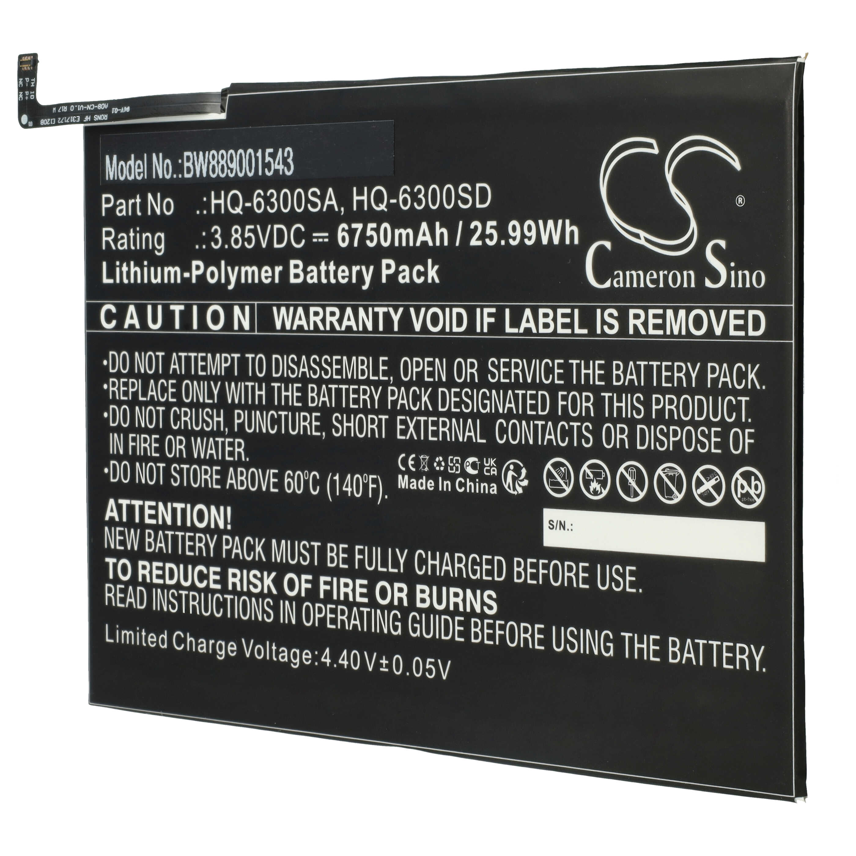 Tablet-Akku passend für Samsung Galaxy Tab A8 - 6750mAh 3,85V Li-Polymer