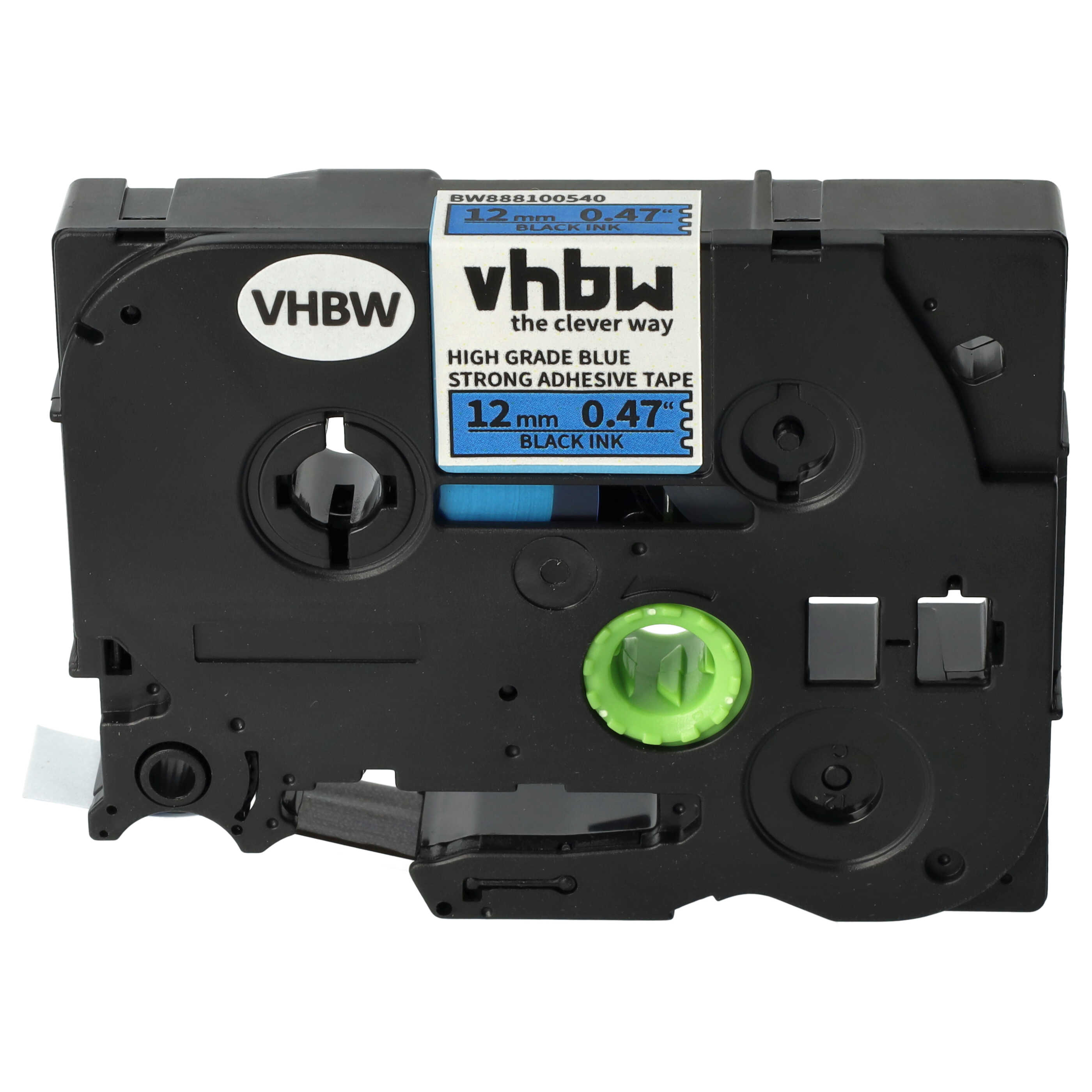 Cassette à ruban remplace Brother HGE-S531, HGES531, AHe-S531 - 12mm lettrage Noir ruban Bleu