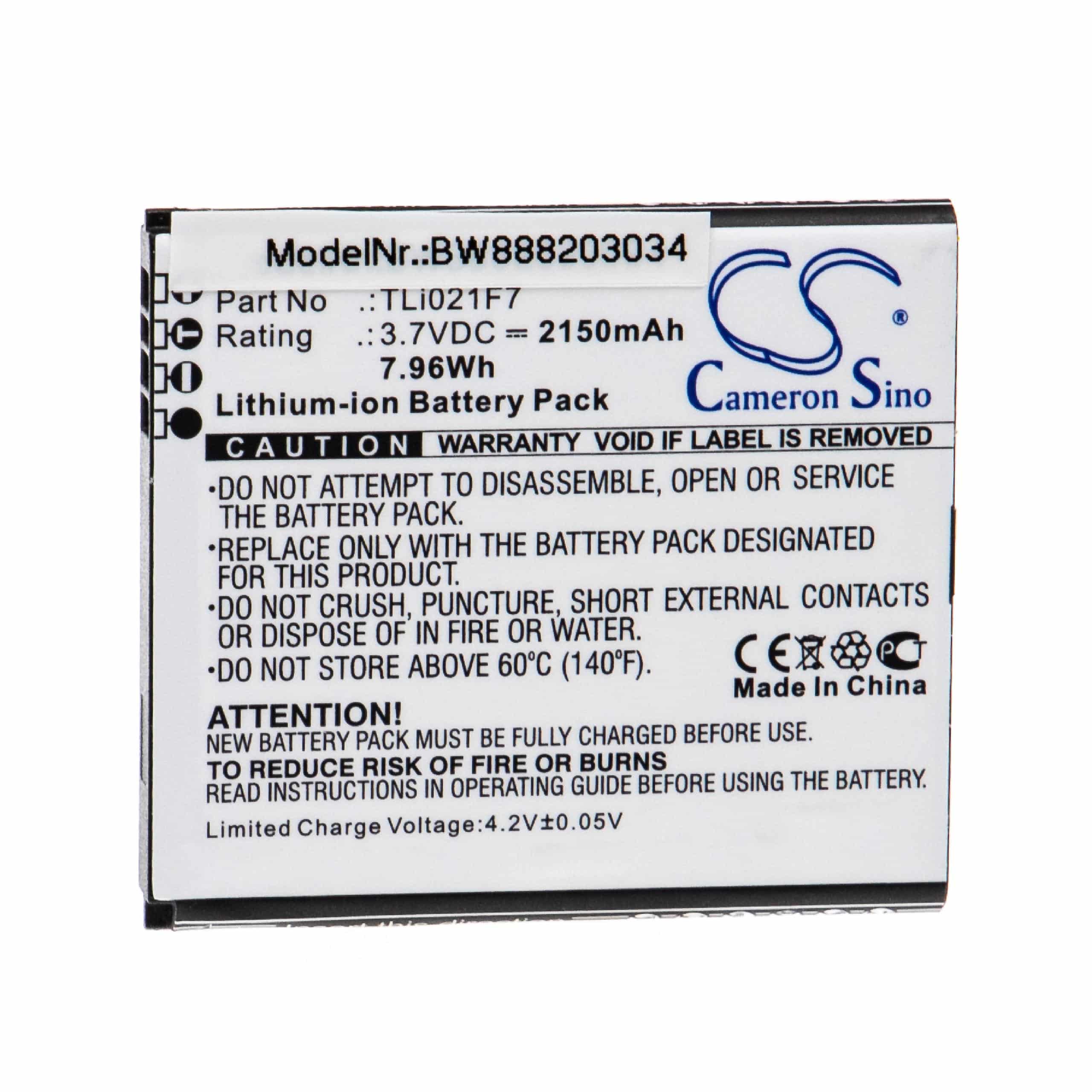 Batterie remplace Alcatel TLi021F7 pour routeur modem - 2150mAh 3,7V Li-ion