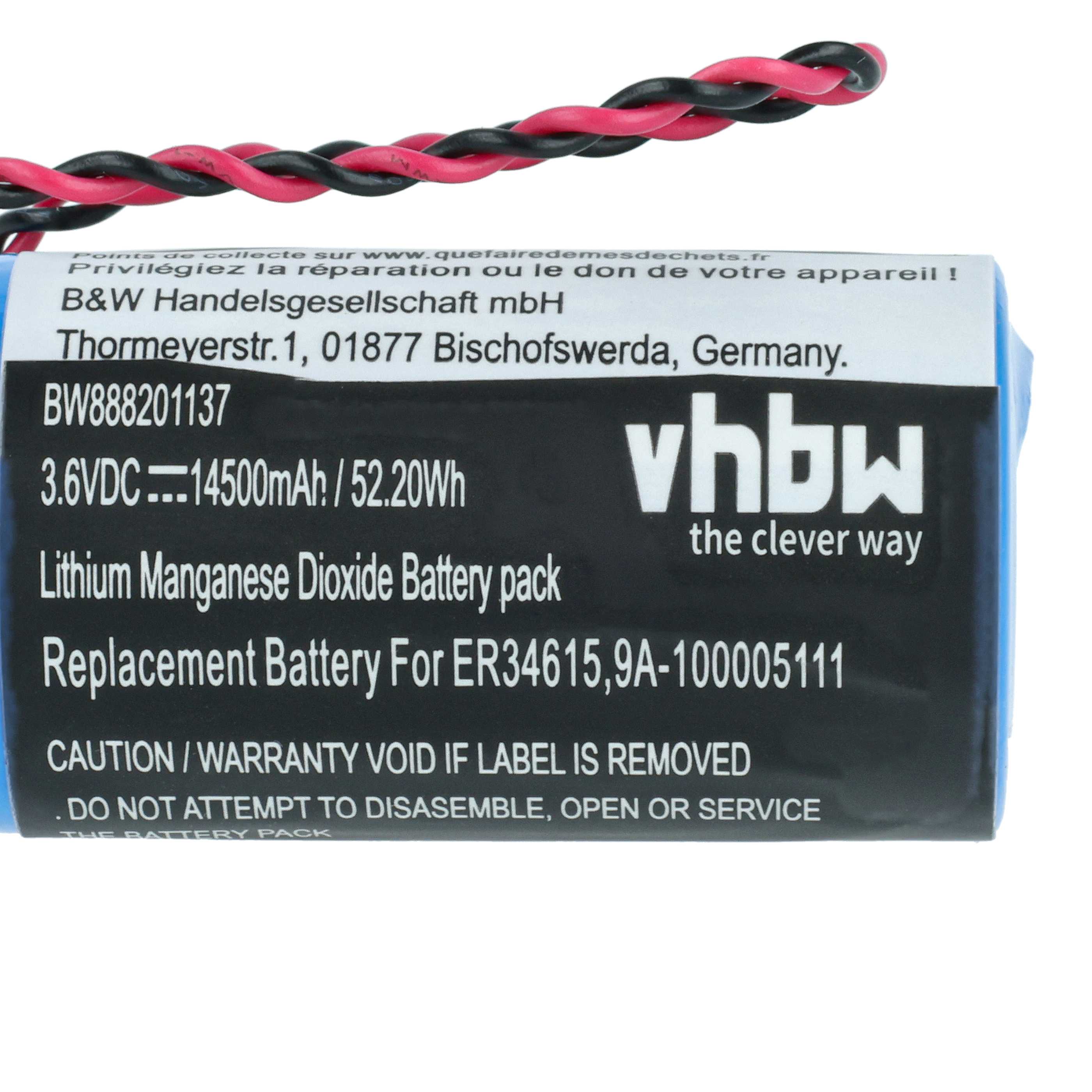 Laser 2x Battery replaces Cameron Nuflo 9A-100005111, MV-100005111, LS33600-CN1 - 14500 mAh 3.6 V Li-MnO2